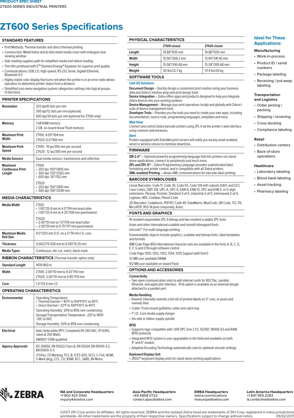 Page 4 of 4 - LabelZone Zt600-Series-Specification-Sheet-A4 User Manual