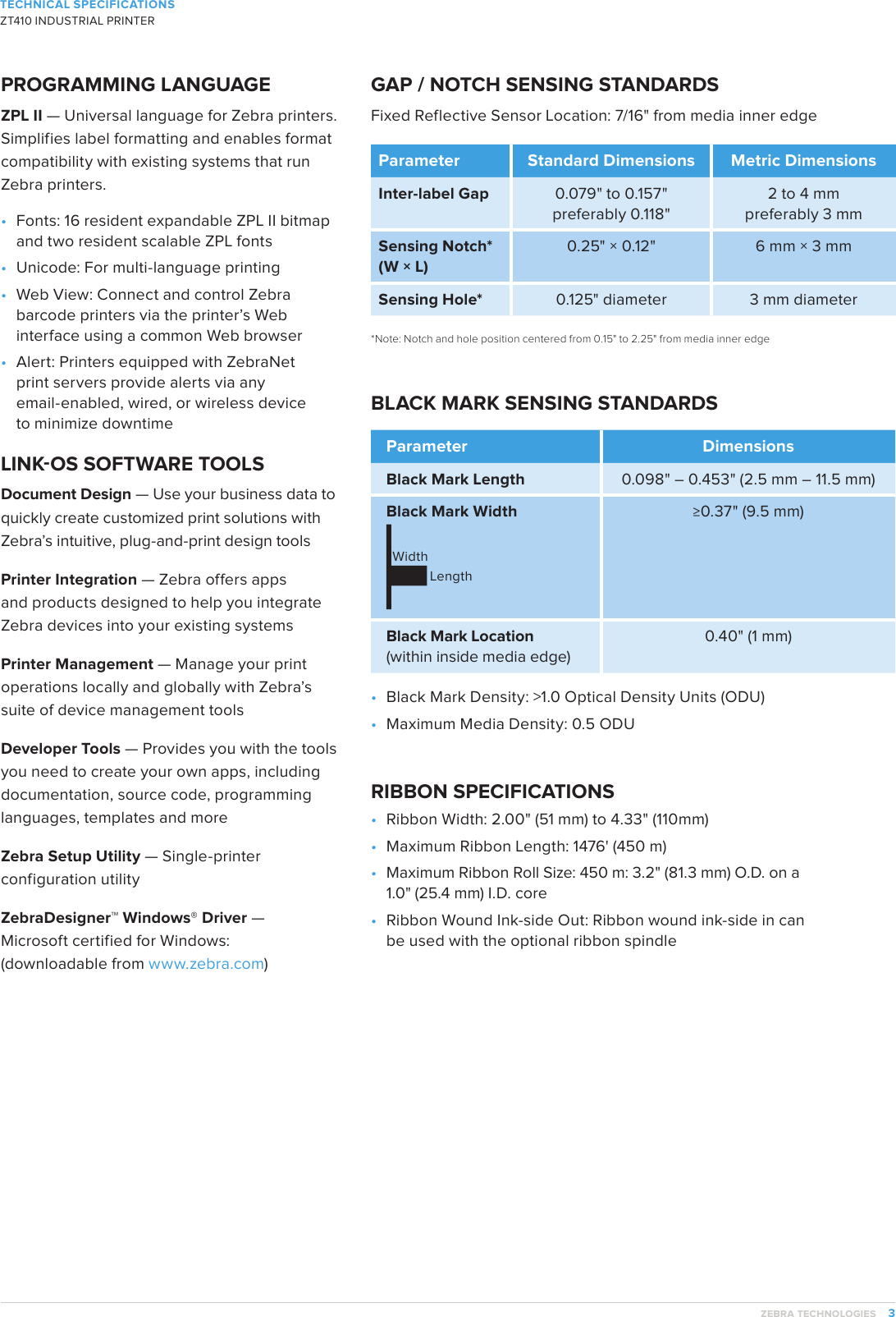 Page 3 of 7 - ZT410 Industrial Printer Tech Specs  Zt410-tech-specs-a4-en-gb