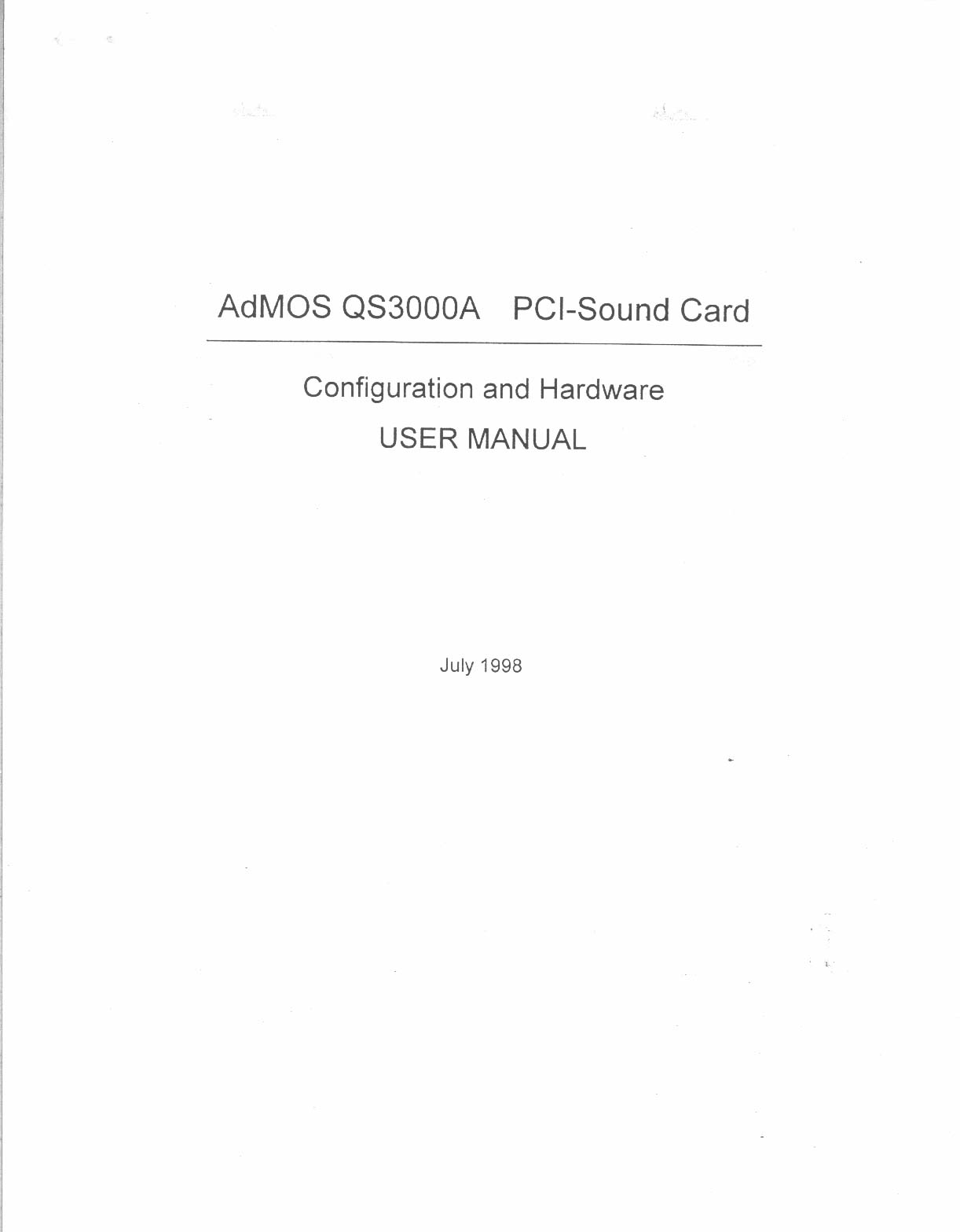 PCI SOUND CARD User Manual