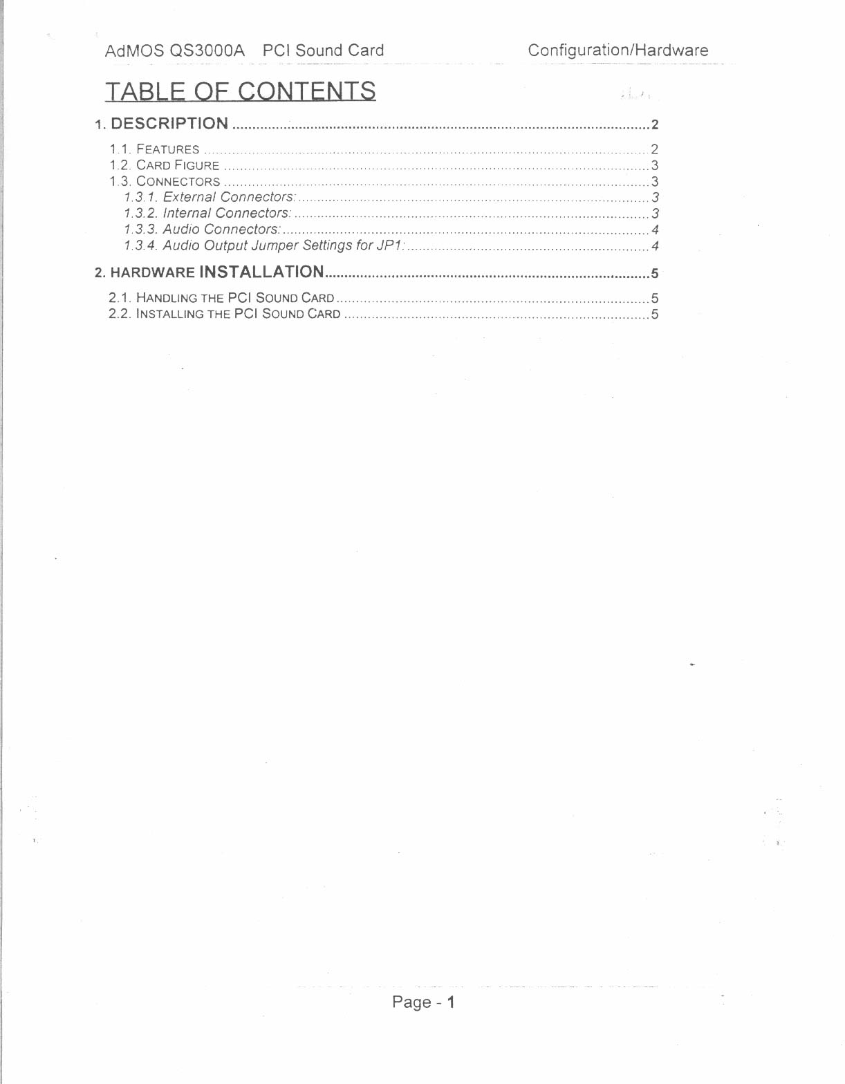 PCI SOUND CARD User Manual