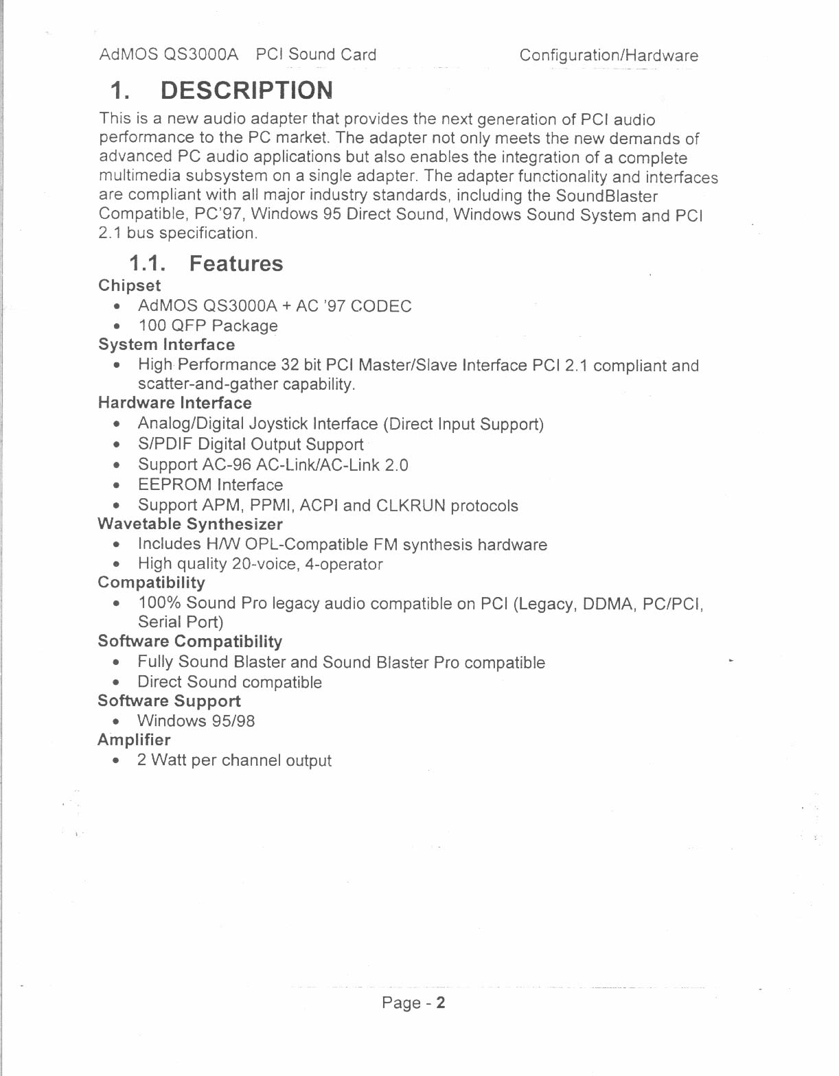 PCI SOUND CARD User Manual