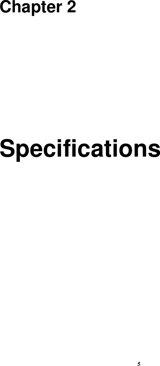 5Chapter 2Specifications