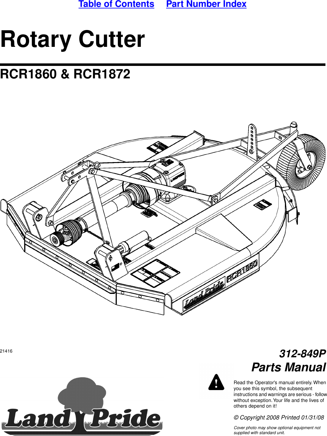 Land Pride Rotary Cutter Rcr1860 Users Manual