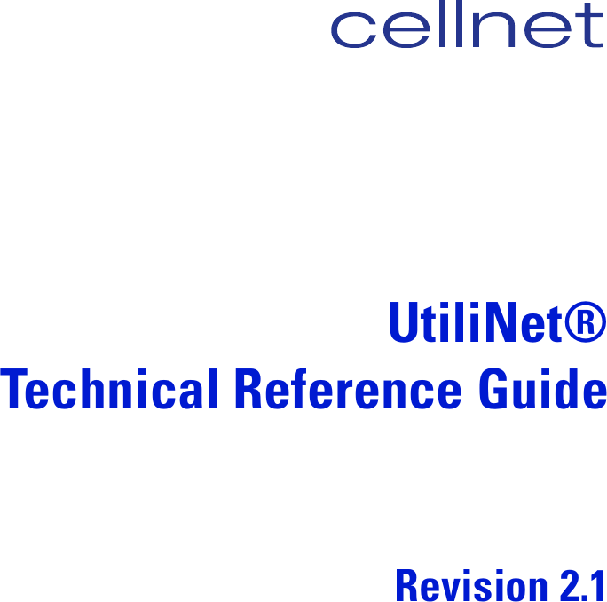 UtiliNet®Technical Reference GuideRevision 2.1