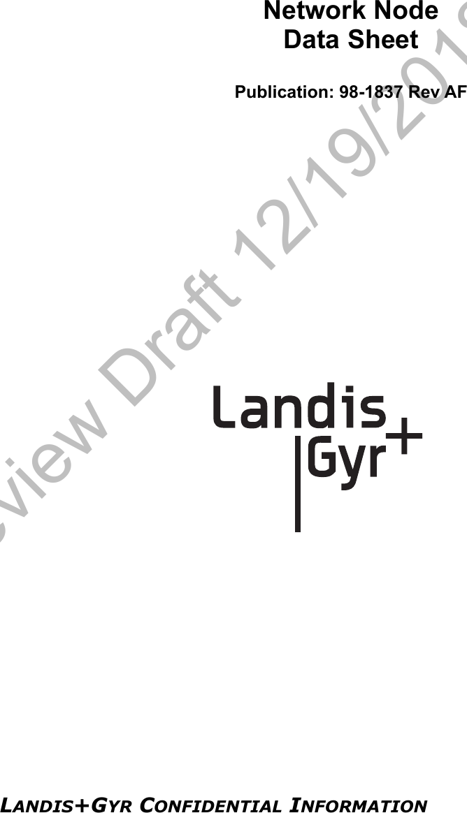 Page 1 of Landis Gyr Technology NG0R1S3 Series 5 Single Board Radio User Manual Series V SBR Data Sheet