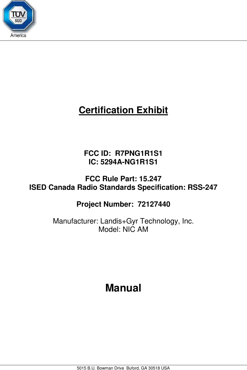 Page 1 of Landis Gyr Technology NG1R1S1 NIC AM User Manual Manual