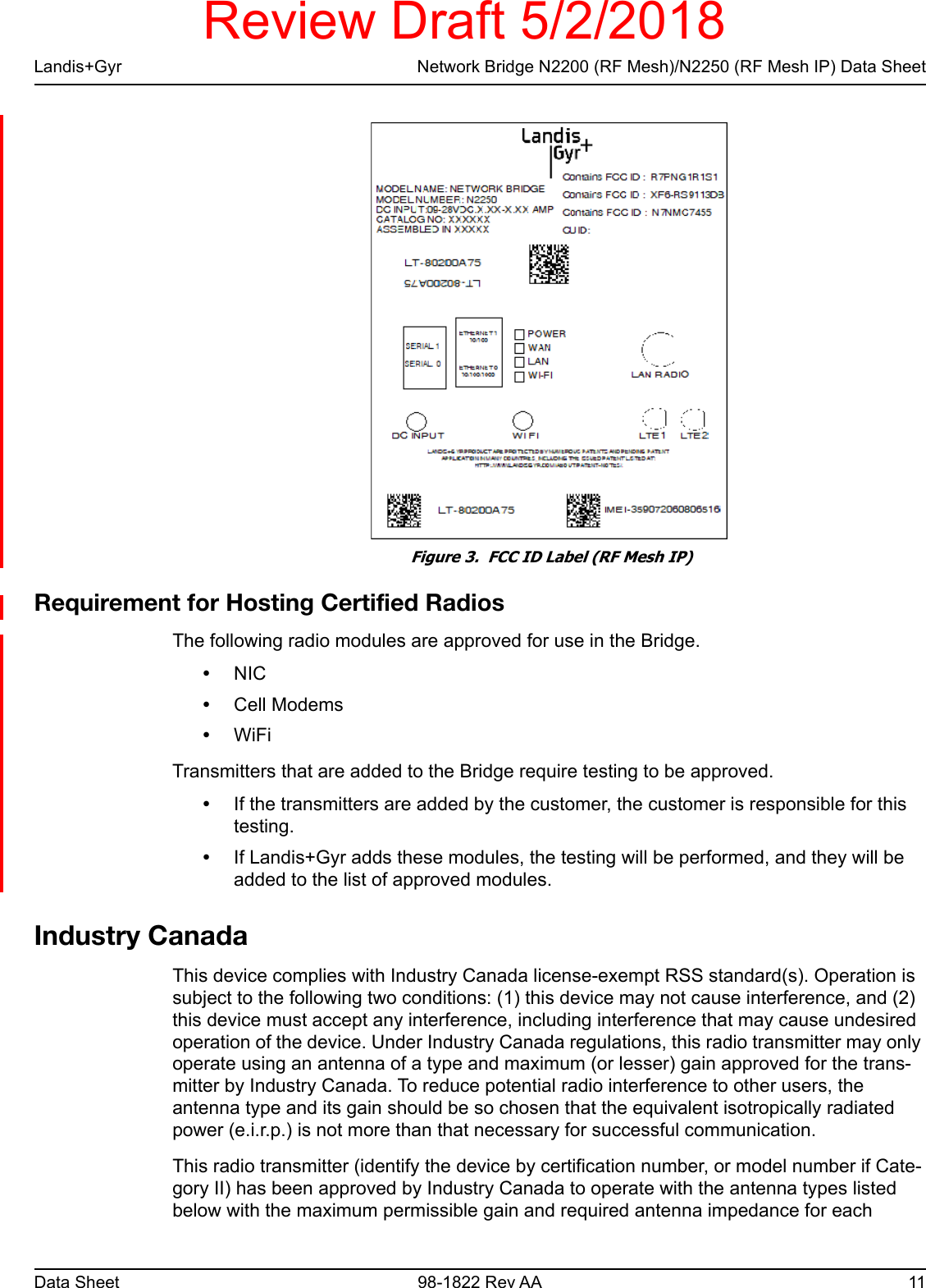 Page 12 of Landis Gyr Technology NG1R1S1 NIC AM User Manual Manual