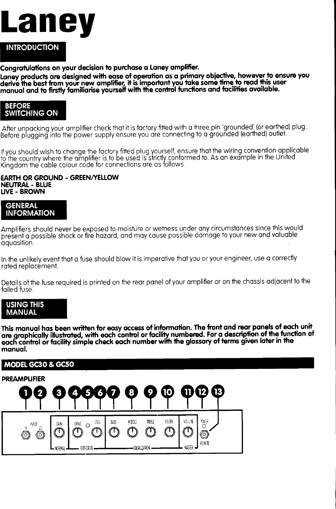 Page 2 of 6 - Laney-Amplification Laney-Amplification-Laney-Amplification-Musical-Instrument-Amplifier-Gc30-Users-Manual-  Laney-amplification-laney-amplification-musical-instrument-amplifier-gc30-users-manual