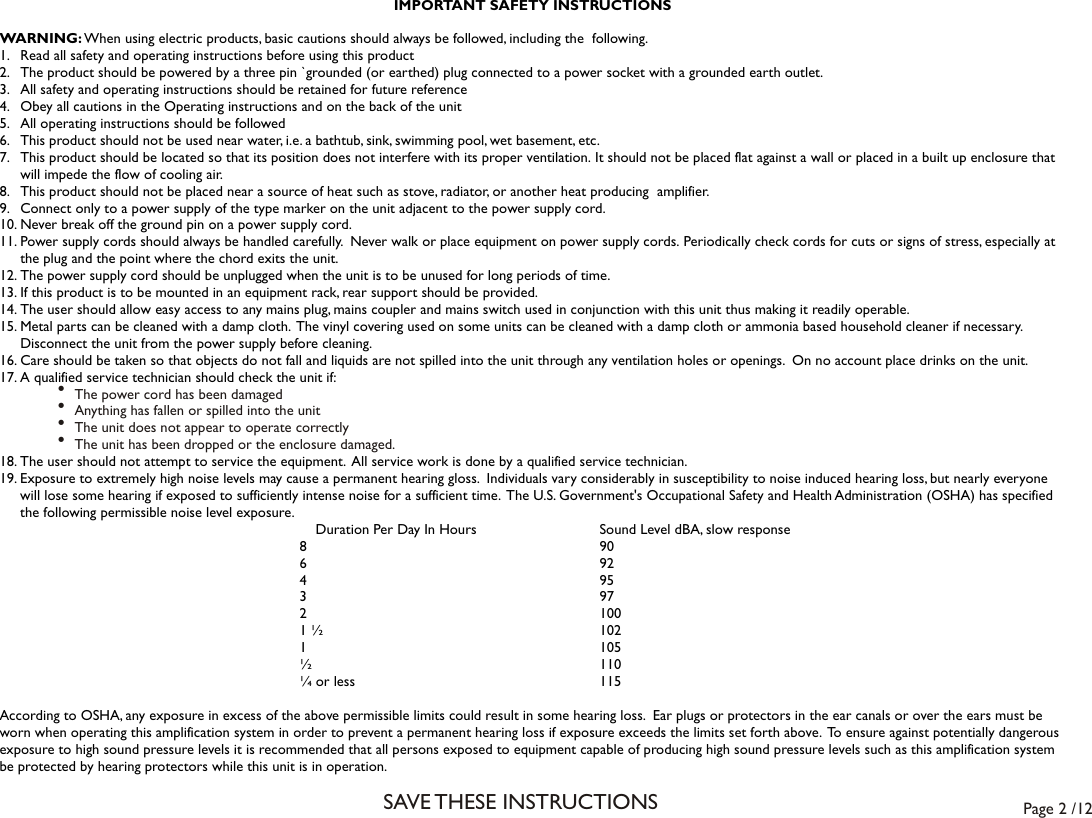 Page 2 of 12 - Laney-Amplification Laney-Amplification-Laney-Amplification-Musical-Instrument-Amplifier-Rb7-Users-Manual- RB7 Manual - 2006 Issue 1  Laney-amplification-laney-amplification-musical-instrument-amplifier-rb7-users-manual