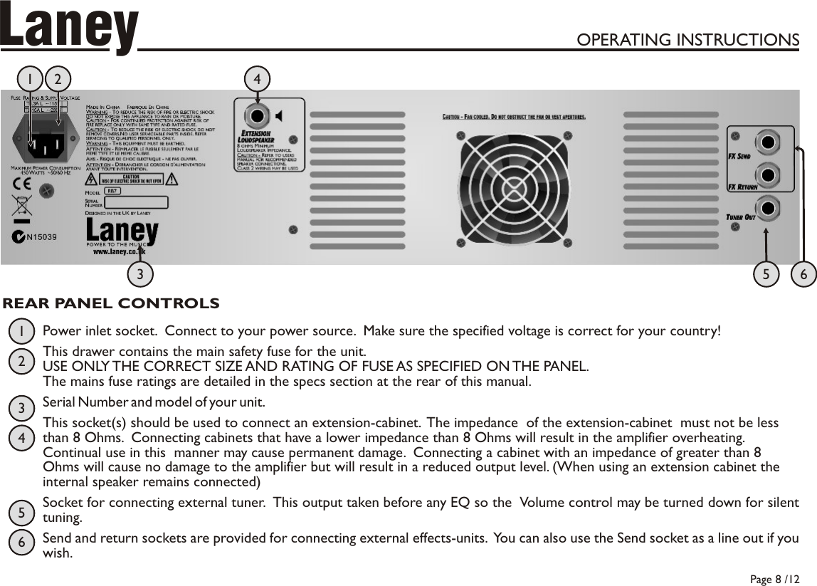 Page 8 of 12 - Laney-Amplification Laney-Amplification-Laney-Amplification-Musical-Instrument-Amplifier-Rb7-Users-Manual- RB7 Manual - 2006 Issue 1  Laney-amplification-laney-amplification-musical-instrument-amplifier-rb7-users-manual