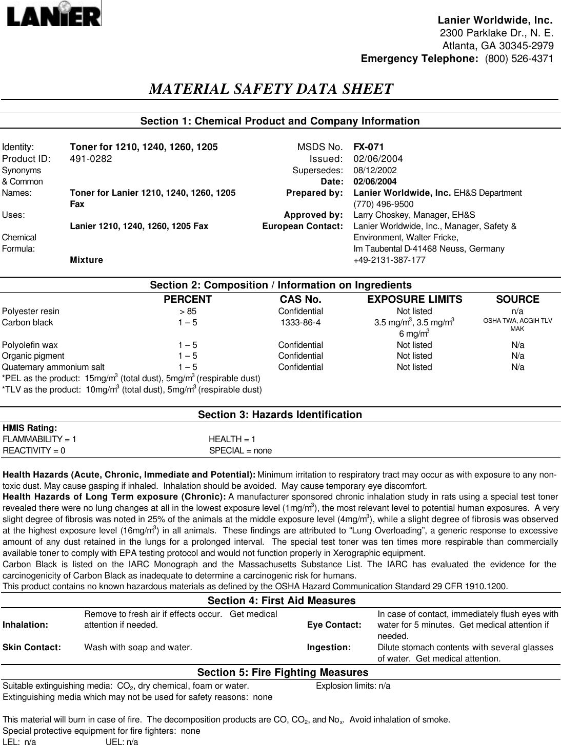 Lanier Fx 071 Users Manual Fx071 - 