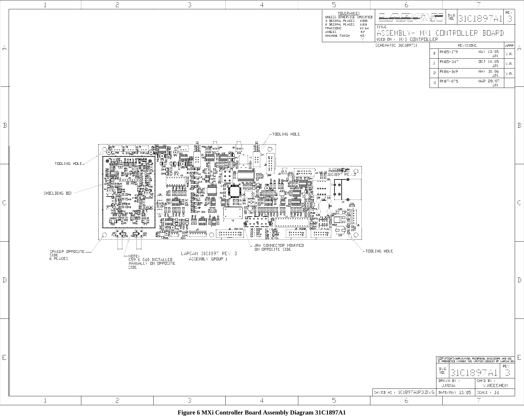   Figure 6 MXi Controller Board Assembly Diagram 31C1897A1  