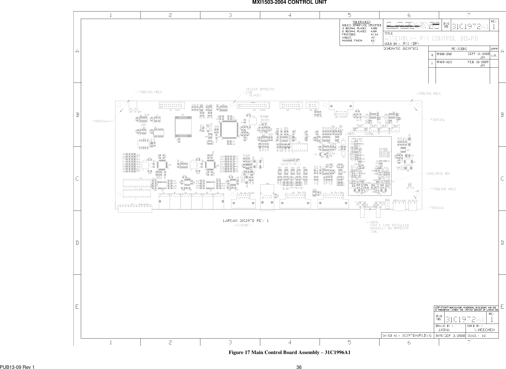 MXI1503-2004 CONTROL UNIT PUB13-09 Rev 1    36            Figure 17 Main Control Board Assembly – 31C1996A1 