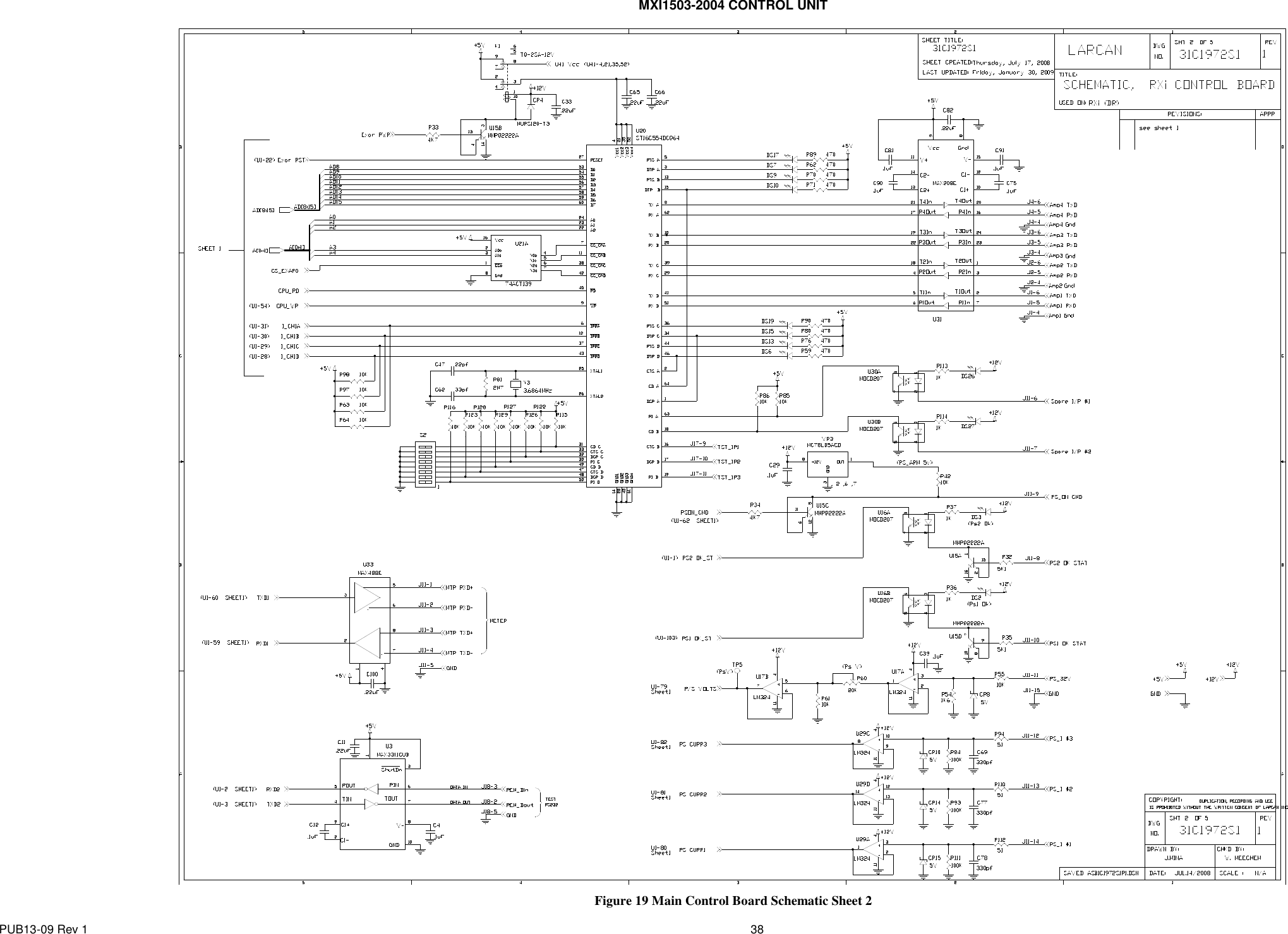 MXI1503-2004 CONTROL UNIT PUB13-09 Rev 1    38            Figure 19 Main Control Board Schematic Sheet 2  