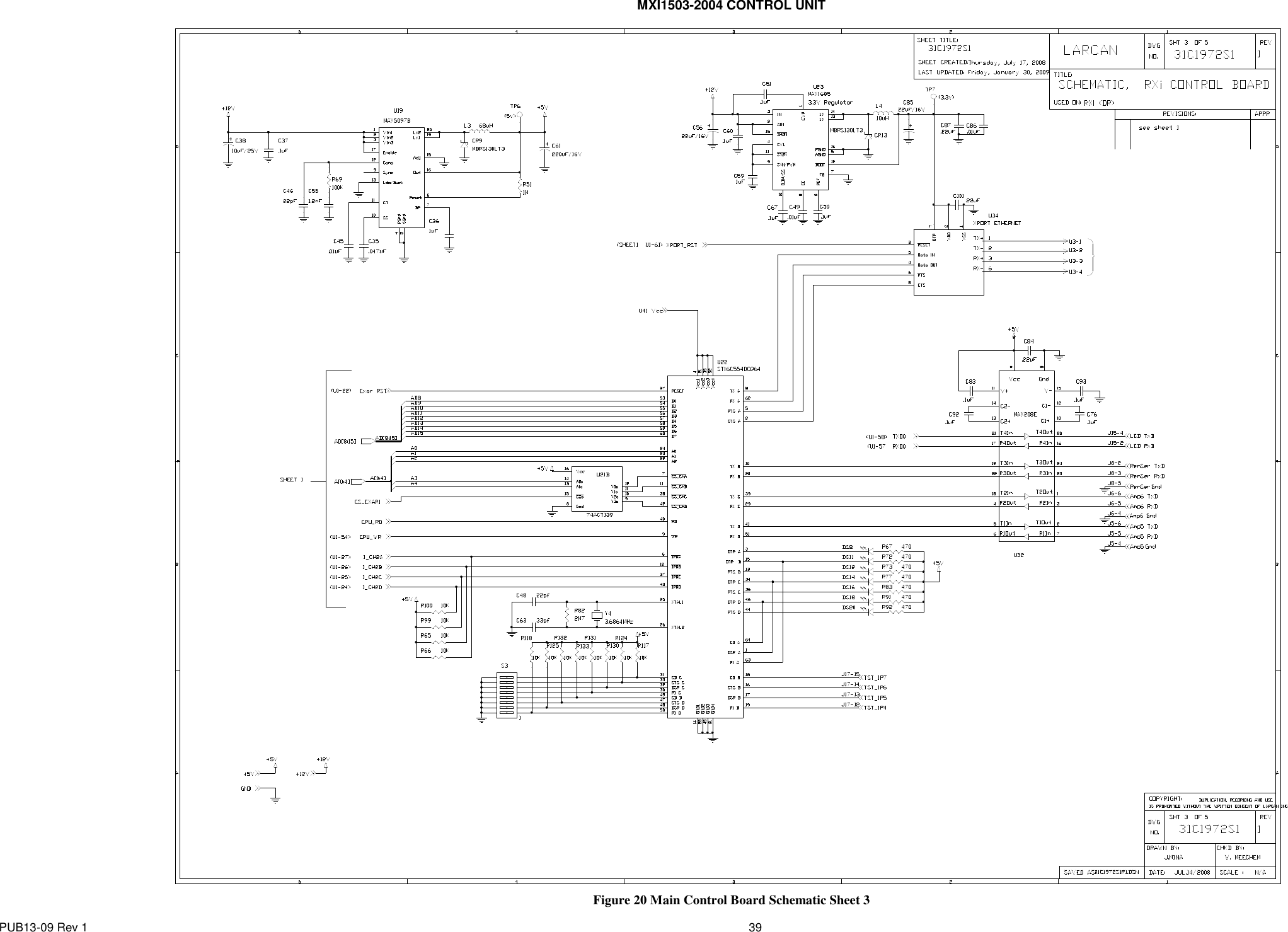 MXI1503-2004 CONTROL UNIT PUB13-09 Rev 1    39            Figure 20 Main Control Board Schematic Sheet 3  