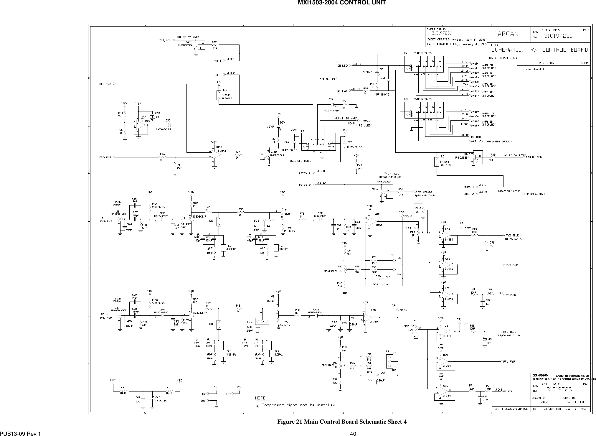 MXI1503-2004 CONTROL UNIT PUB13-09 Rev 1    40             Figure 21 Main Control Board Schematic Sheet 4 