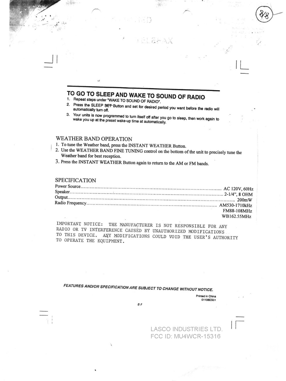 AM/FM/WB RECEIVER User Manual