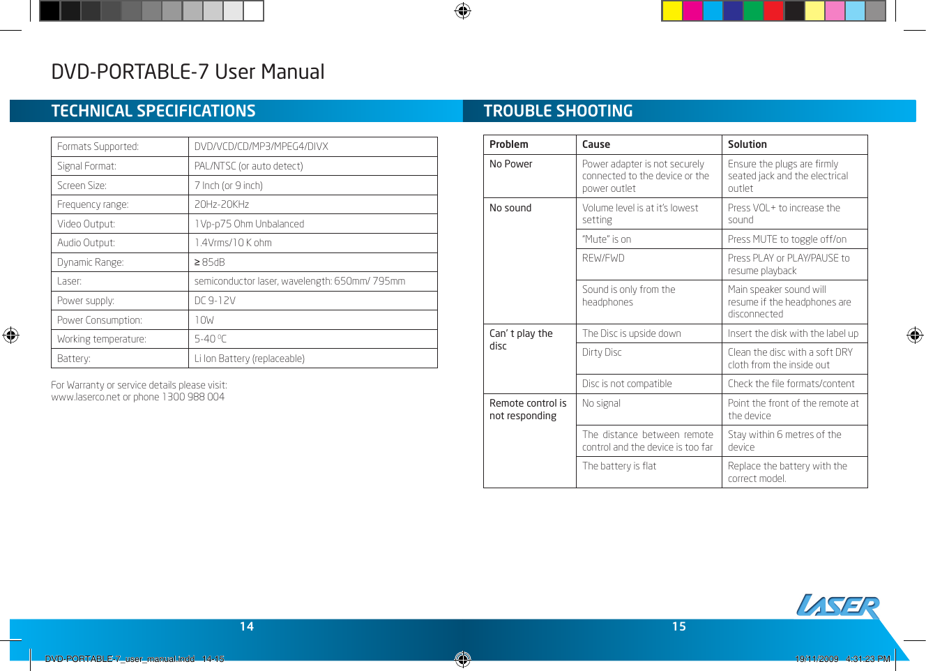 Page 8 of 9 - Laser Laser-Dvd-Portable-7-Users-Manual- DVD-PORTABLE-7_user_manual  Laser-dvd-portable-7-users-manual