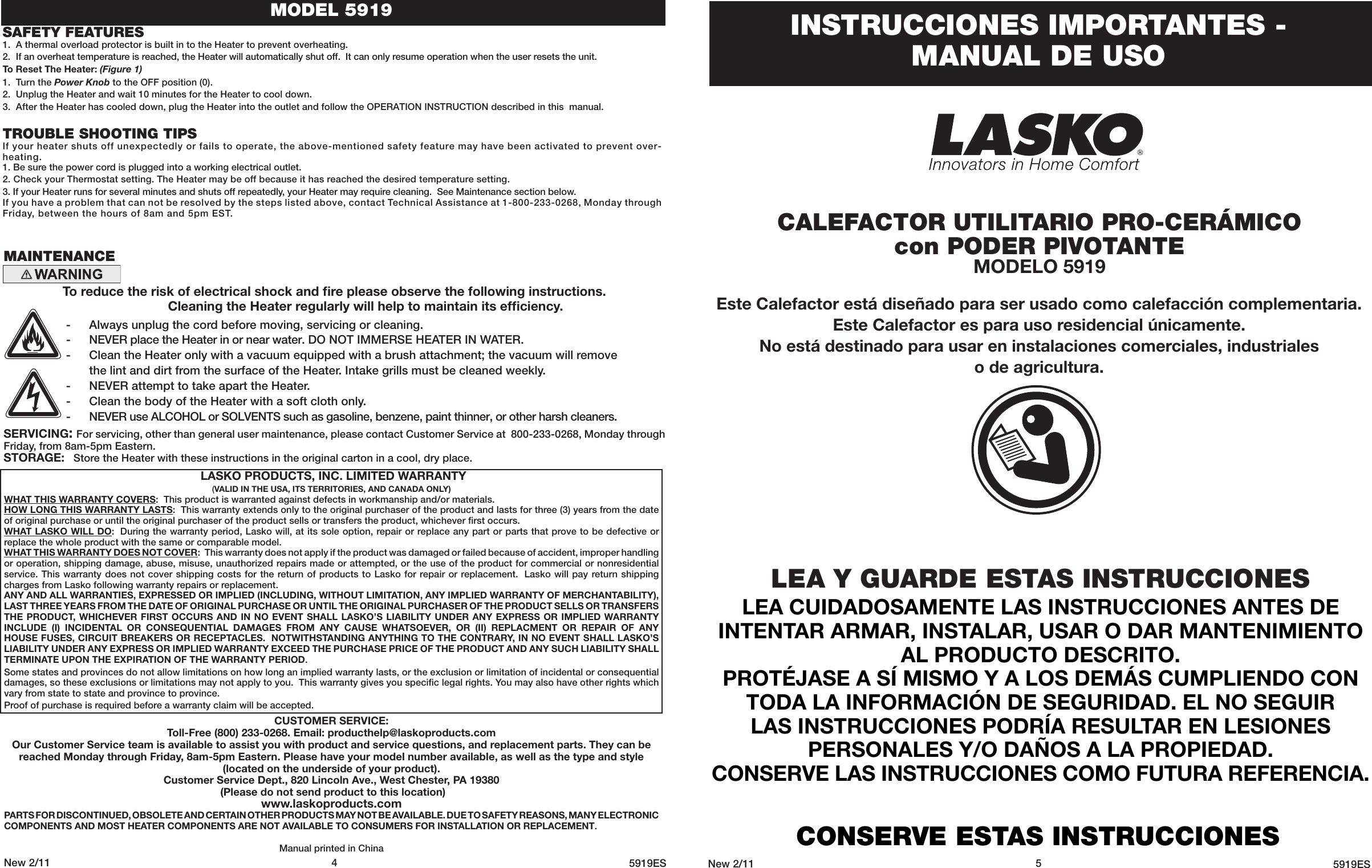 Page 4 of 4 - Lasko Lasko-5919-Users-Manual- Lasko-5919-users-manual
