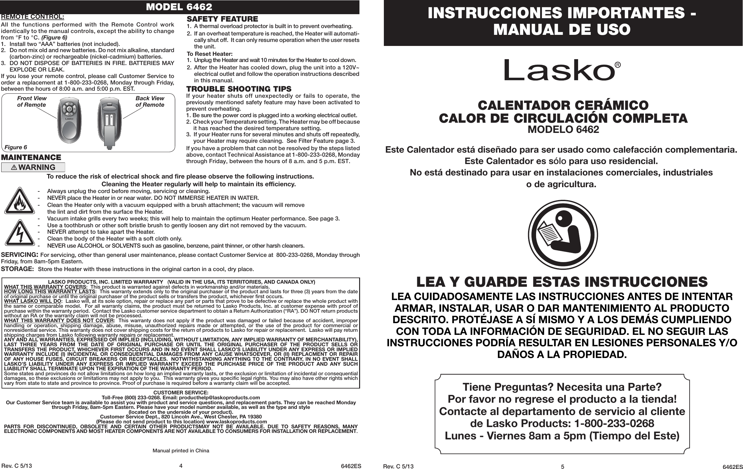 Page 4 of 4 - Lasko Lasko-6462-Users-Manual-  Lasko-6462-users-manual