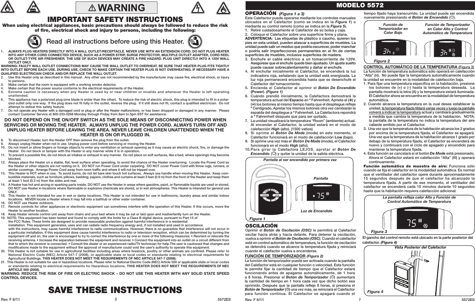 Page 2 of 4 - Lasko Lasko-Ceramic-Heater-5572-Users-Manual- 5572CeramicTowerHeater  Lasko-ceramic-heater-5572-users-manual