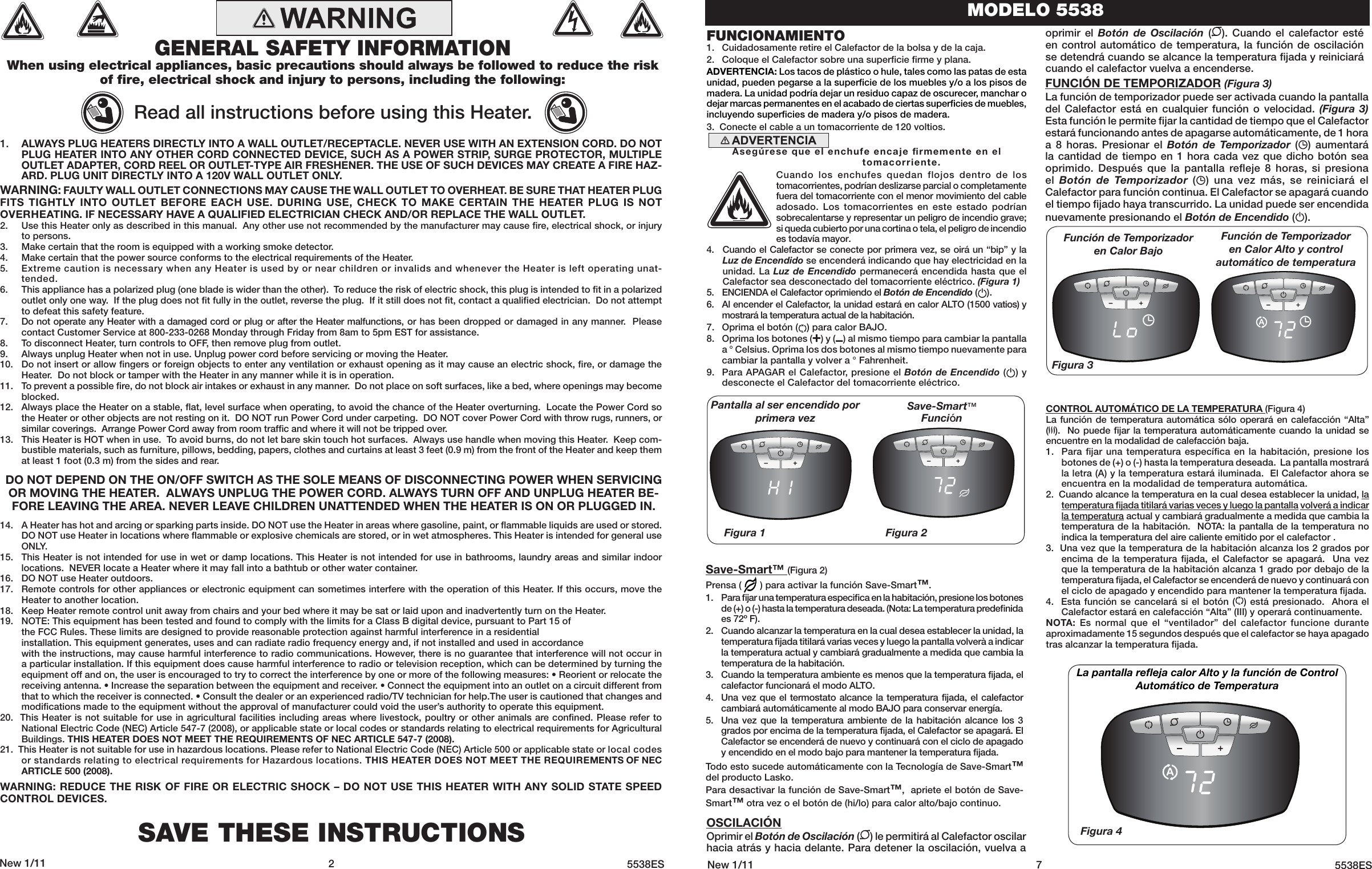 Page 2 of 4 - Lasko Lasko-Electric-Heater-5538-Users-Manual-  Lasko-electric-heater-5538-users-manual