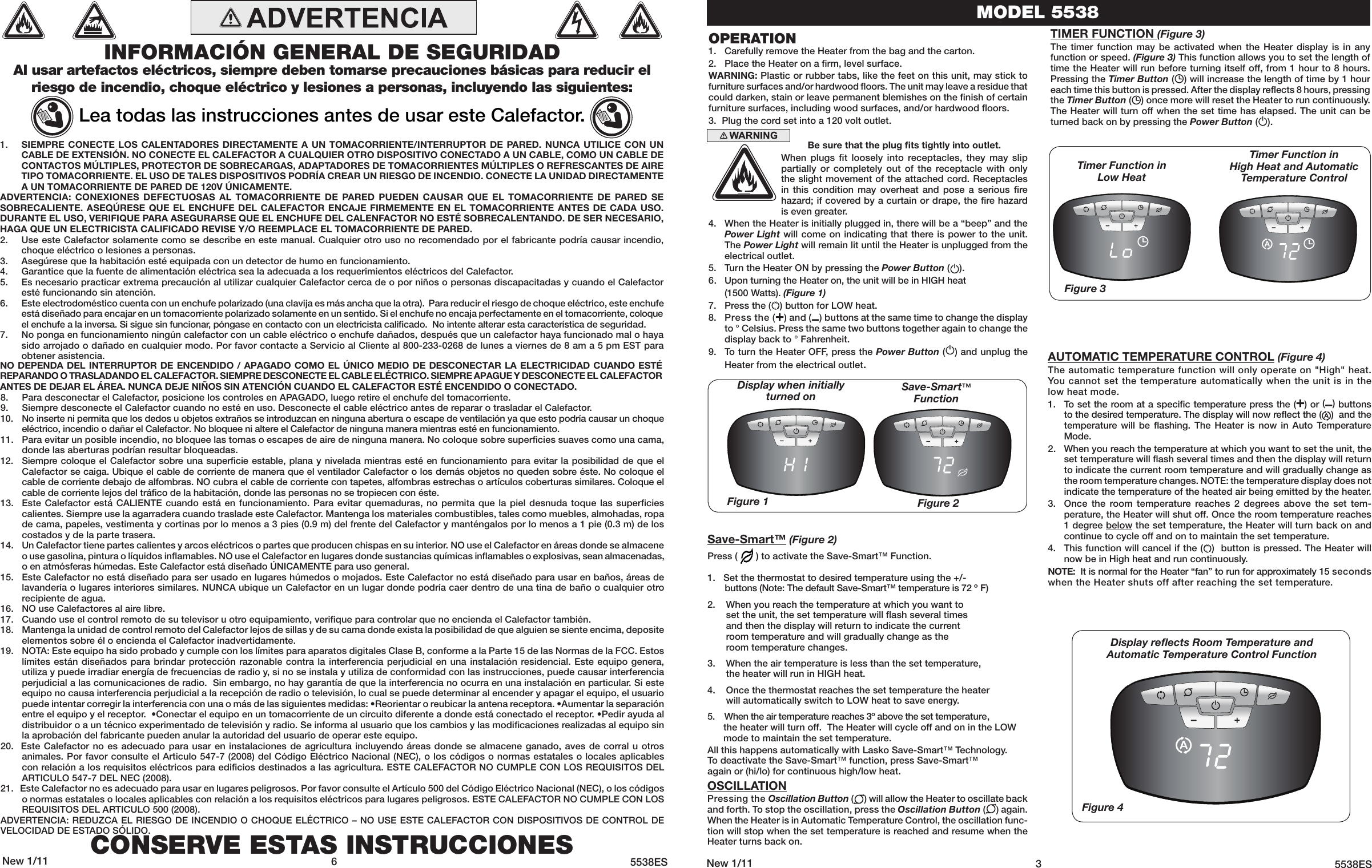 Page 3 of 4 - Lasko Lasko-Electric-Heater-5538-Users-Manual-  Lasko-electric-heater-5538-users-manual