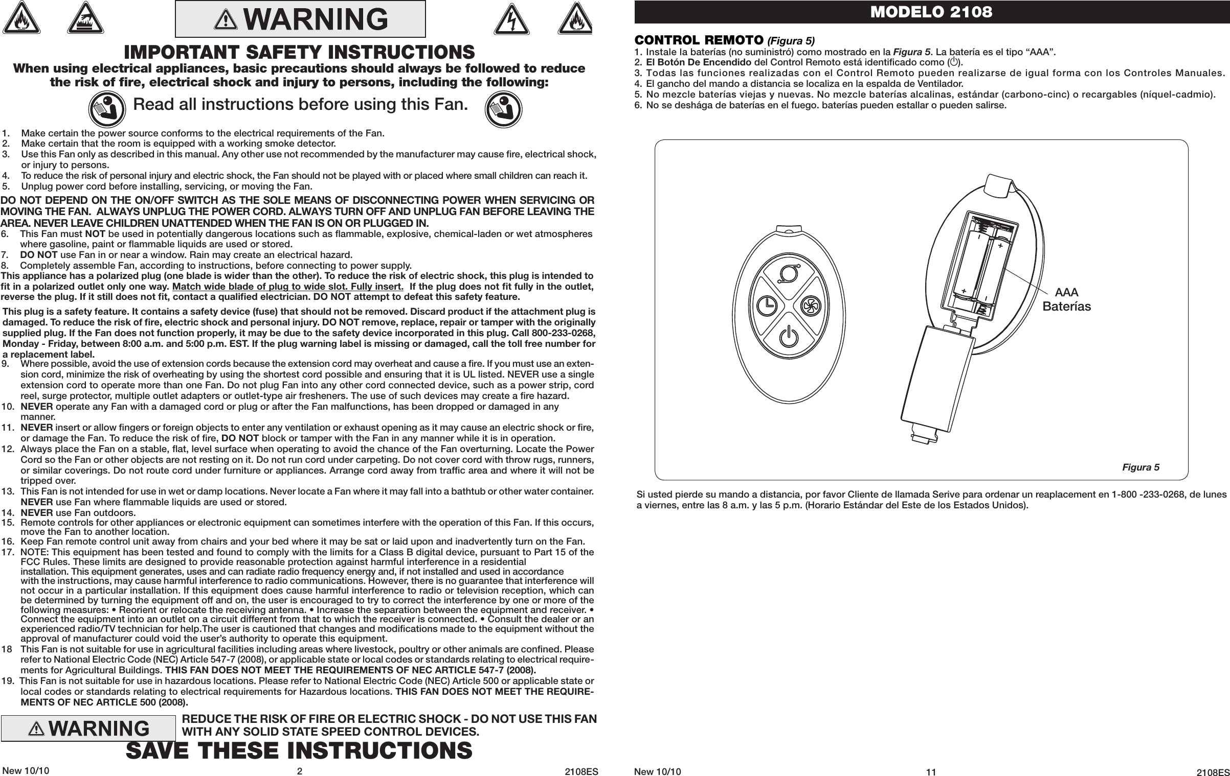 Page 2 of 6 - Lasko Lasko-Fan-2108-Users-Manual-  Lasko-fan-2108-users-manual