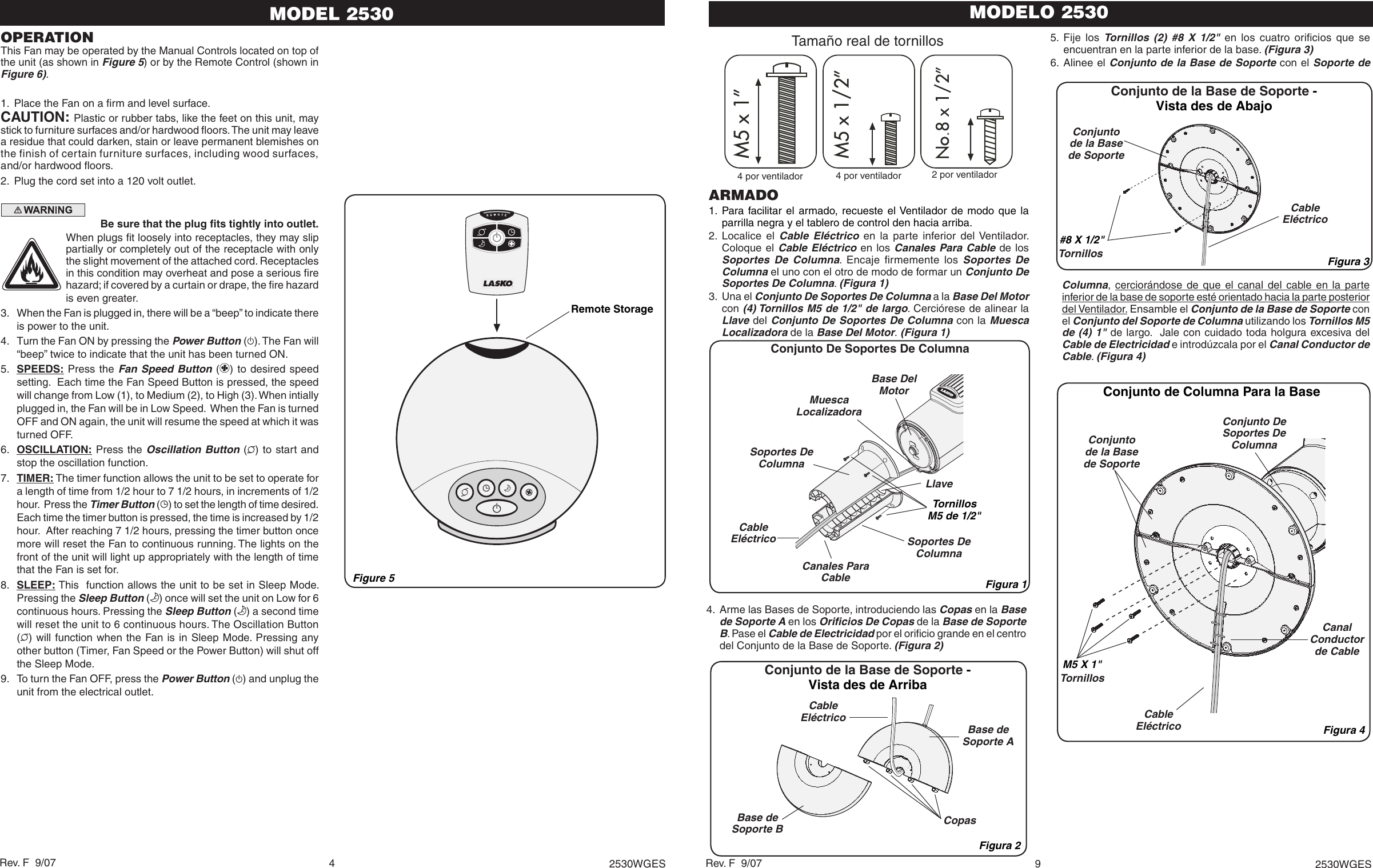 Page 4 of 6 - Lasko Lasko-Fan-2530-Users-Manual- 2530 Ins 2530WGESf  Lasko-fan-2530-users-manual