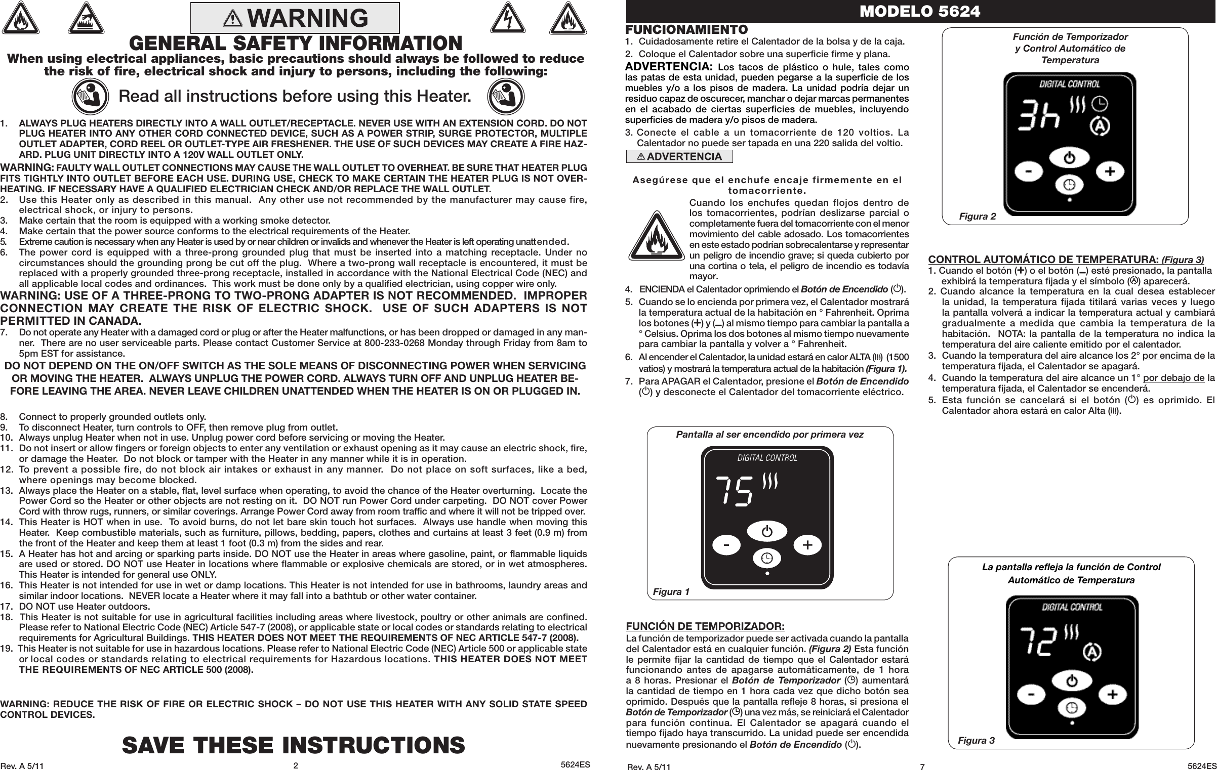 Page 2 of 4 - Lasko Lasko-Silent-Room-Heater-5624-Users-Manual-  Lasko-silent-room-heater-5624-users-manual