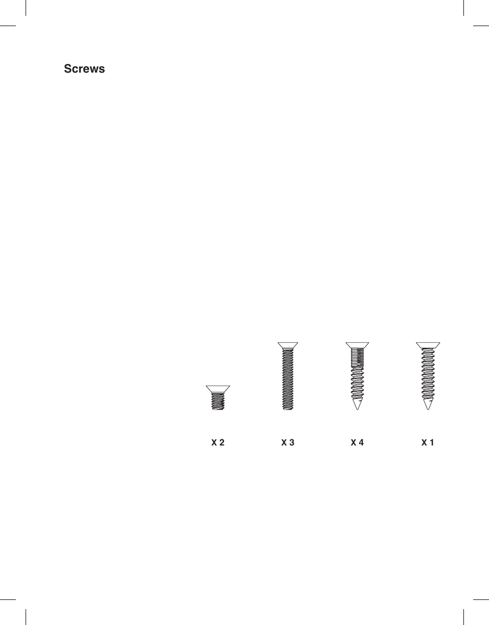 Screws X 4X 3X 2 X 1