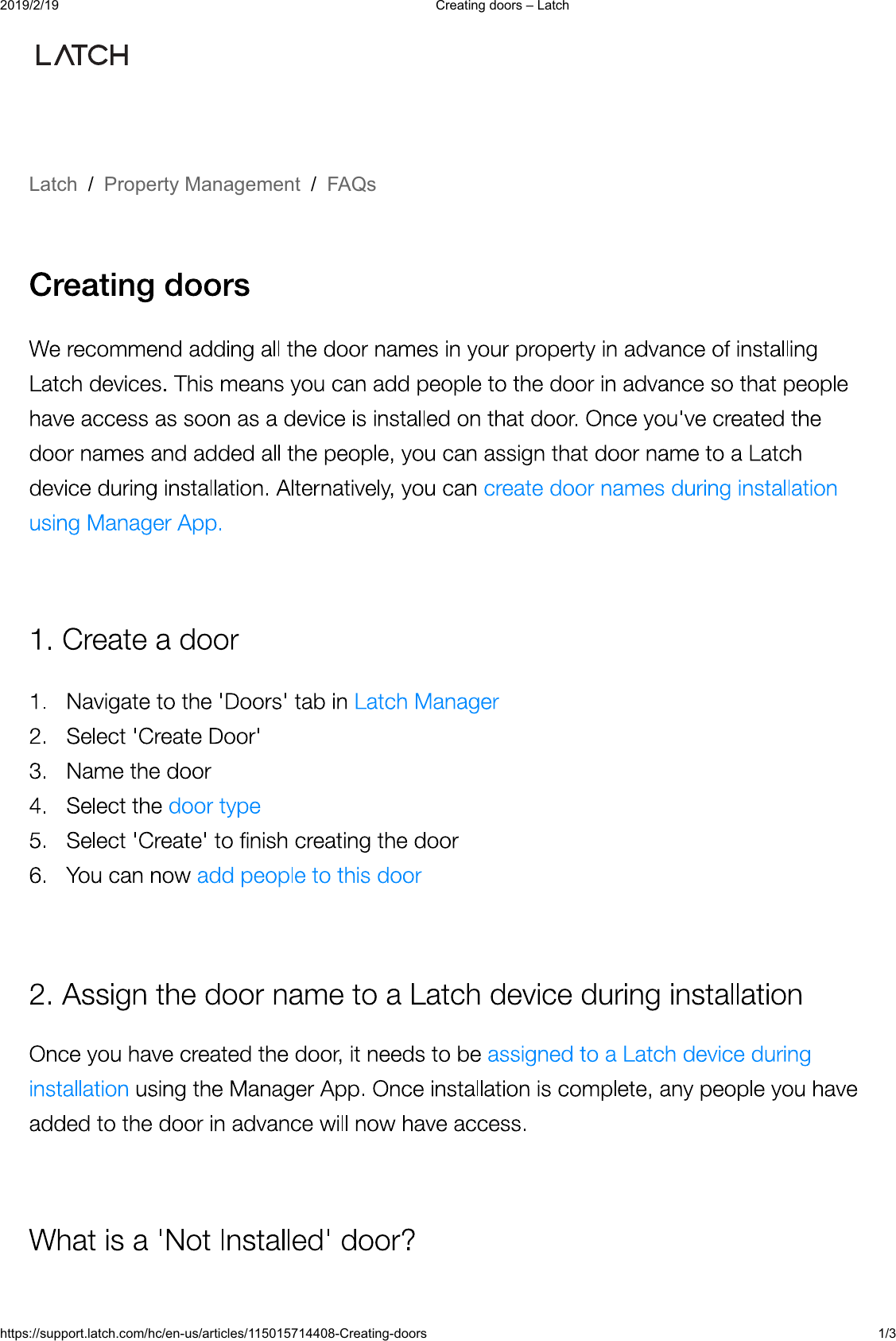  &amp;UHDWLQJGRRUV&plusmn;/DWFKKWWSVVXSSRUWODWFKFRPKFHQXVDUWLFOHV&amp;UHDWLQJGRRUV /DWFK3URSHUW\0DQDJHPHQW)$4V