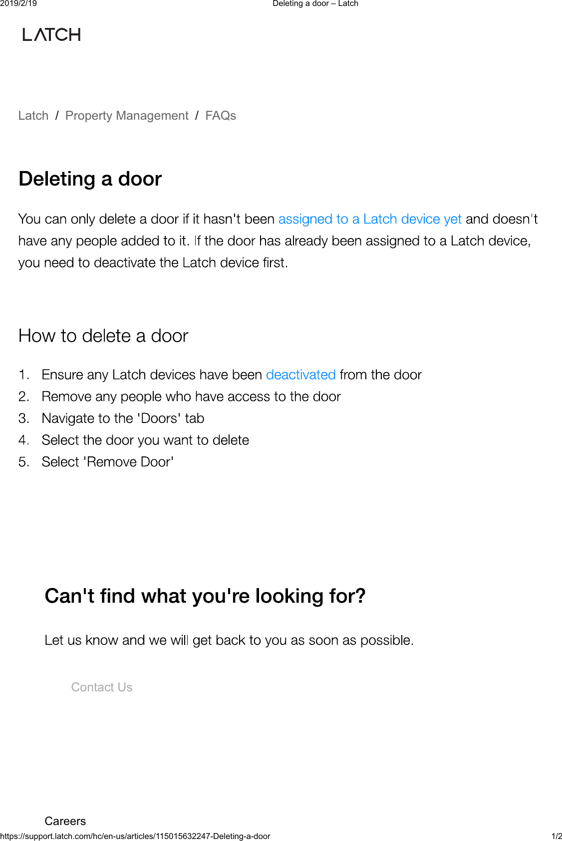  'HOHWLQJDGRRU&plusmn;/DWFKKWWSVVXSSRUWODWFKFRPKFHQXVDUWLFOHV'HOHWLQJDGRRU /DWFK3URSHUW\0DQDJHPHQW)$4V&amp;RQWDFW8V&amp;DUHHUV