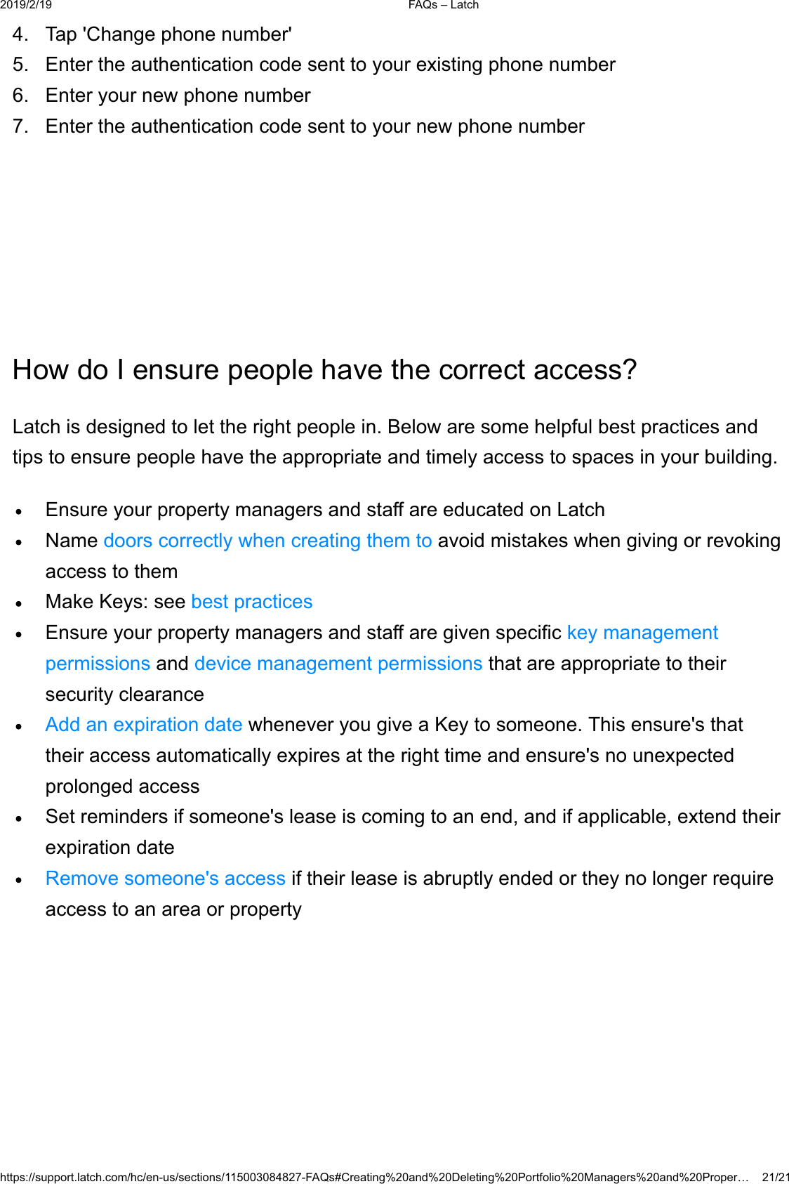  )$4V&plusmn;/DWFKKWWSVVXSSRUWODWFKFRPKFHQXVVHFWLRQV)$4V&amp;UHDWLQJDQG'HOHWLQJ3RUWIROLR0DQDJHUVDQG3URSHU&laquo; 7DS&amp;KDQJHSKRQHQXPEHU (QWHUWKHDXWKHQWLFDWLRQFRGHVHQWWR\RXUH[LVWLQJSKRQHQXPEHU (QWHU\RXUQHZSKRQHQXPEHU (QWHUWKHDXWKHQWLFDWLRQFRGHVHQWWR\RXUQHZSKRQHQXPEHU+RZGR,HQVXUHSHRSOHKDYHWKHFRUUHFWDFFHVV"/DWFKLVGHVLJQHGWROHWWKHULJKWSHRSOHLQ%HORZDUHVRPHKHOSIXOEHVWSUDFWLFHVDQGWLSVWRHQVXUHSHRSOHKDYHWKHDSSURSULDWHDQGWLPHO\DFFHVVWRVSDFHVLQ\RXUEXLOGLQJ(QVXUH\RXUSURSHUW\PDQDJHUVDQGVWDIIDUHHGXFDWHGRQ/DWFK1DPHGRRUVFRUUHFWO\ZKHQFUHDWLQJWKHPWRDYRLGPLVWDNHVZKHQJLYLQJRUUHYRNLQJDFFHVVWRWKHP0DNH.H\VVHHEHVWSUDFWLFHV(QVXUH\RXUSURSHUW\PDQDJHUVDQGVWDIIDUHJLYHQVSHFLILFNH\PDQDJHPHQWSHUPLVVLRQVDQGGHYLFHPDQDJHPHQWSHUPLVVLRQVWKDWDUHDSSURSULDWHWRWKHLUVHFXULW\FOHDUDQFH$GGDQH[SLUDWLRQGDWHZKHQHYHU\RXJLYHD.H\WRVRPHRQH7KLVHQVXUHVWKDWWKHLUDFFHVVDXWRPDWLFDOO\H[SLUHVDWWKHULJKWWLPHDQGHQVXUHVQRXQH[SHFWHGSURORQJHGDFFHVV6HWUHPLQGHUVLIVRPHRQHVOHDVHLVFRPLQJWRDQHQGDQGLIDSSOLFDEOHH[WHQGWKHLUH[SLUDWLRQGDWH5HPRYHVRPHRQHVDFFHVVLIWKHLUOHDVHLVDEUXSWO\HQGHGRUWKH\QRORQJHUUHTXLUHDFFHVVWRDQDUHDRUSURSHUW\