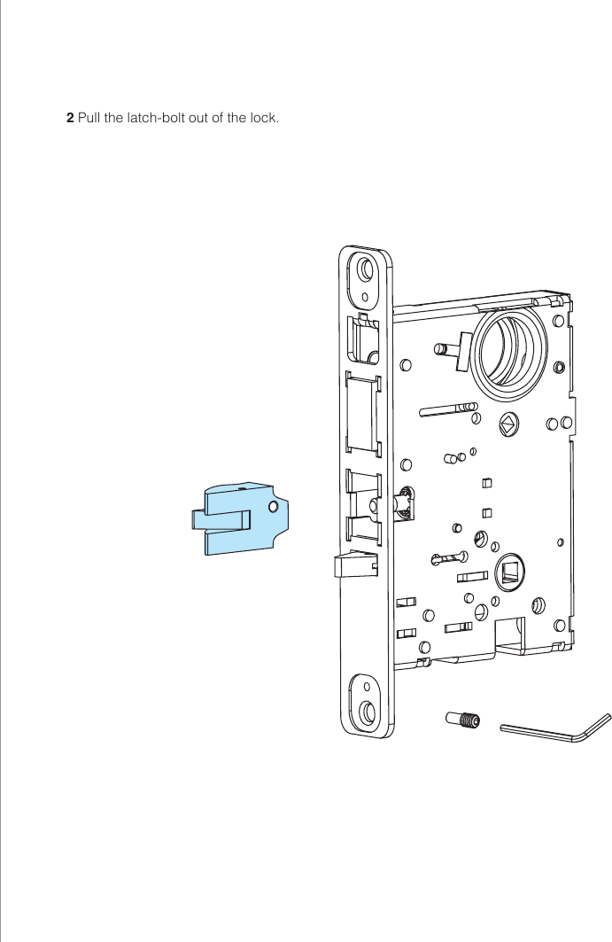 2 Pull the latch-bolt out of the lock.