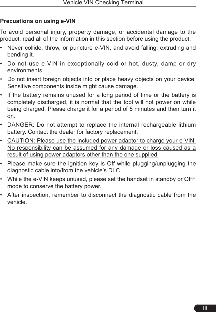 Page 3 of Launch Tech HTT Vehicle VIN Checking Terminal, Professional full vehicle model handheld diagnostic tool User Manual 
