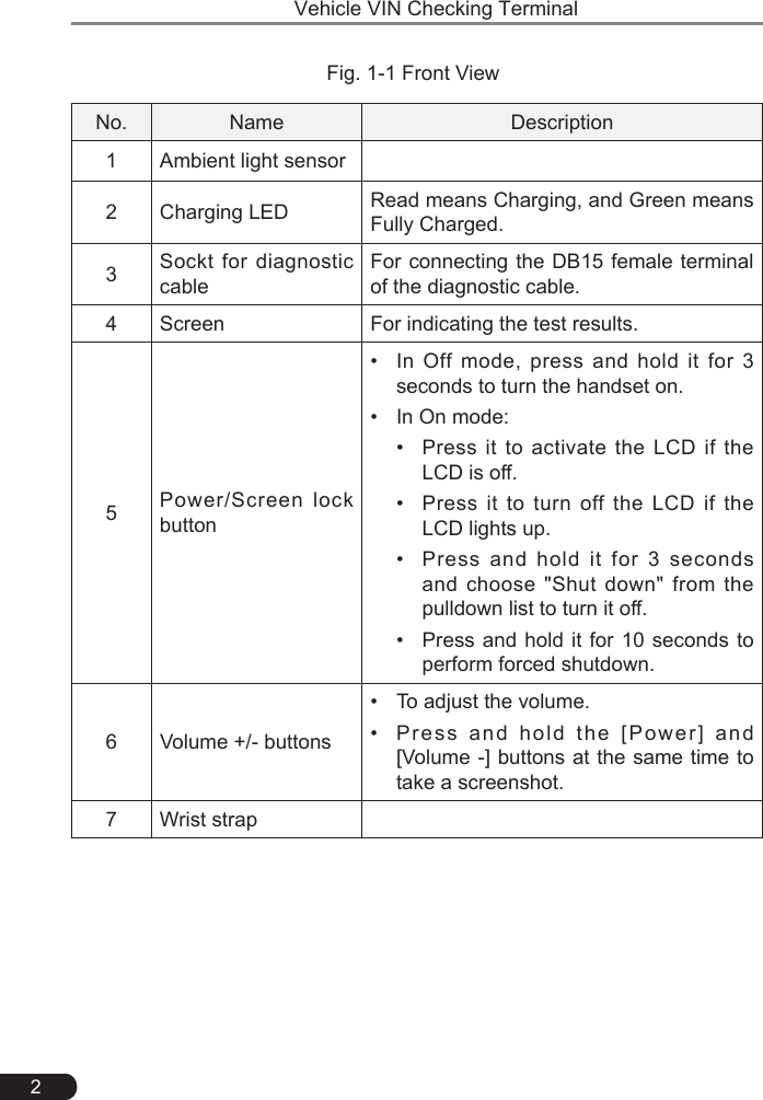 Page 6 of Launch Tech HTT Vehicle VIN Checking Terminal, Professional full vehicle model handheld diagnostic tool User Manual 