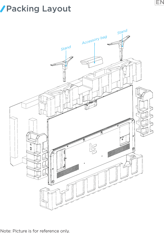 Note: Picture is for reference only.Accessory bag StandStandPacking Layout