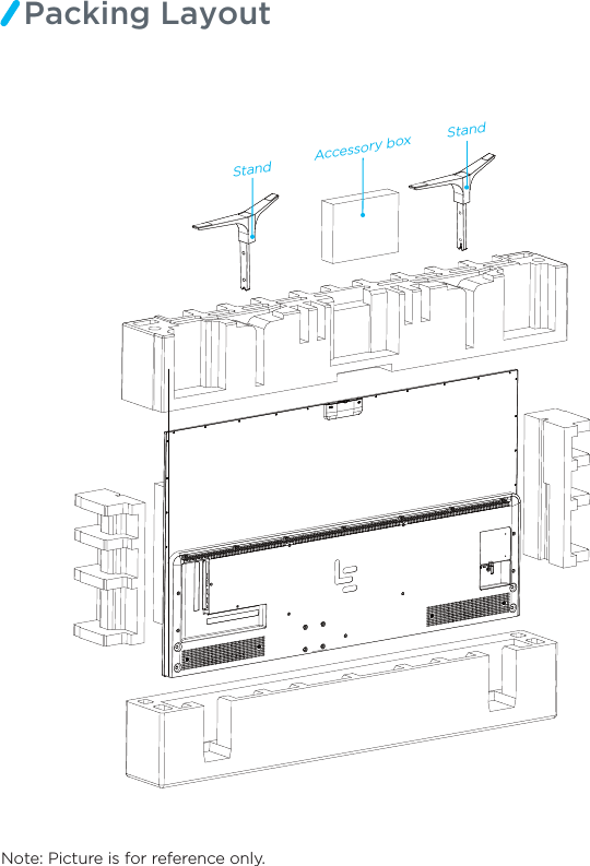 Note: Picture is for reference only.Packing LayoutStand StandAccessory box