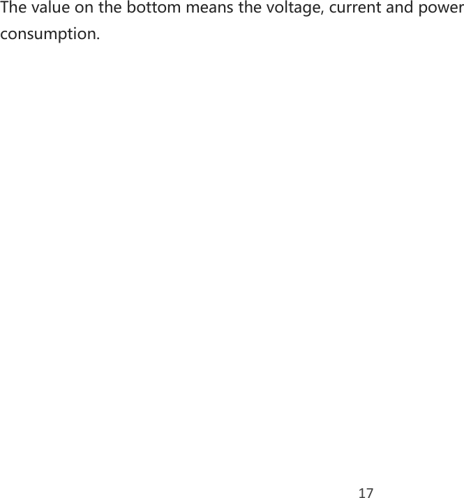 17 The value on the bottom means the voltage, current and power consumption.        