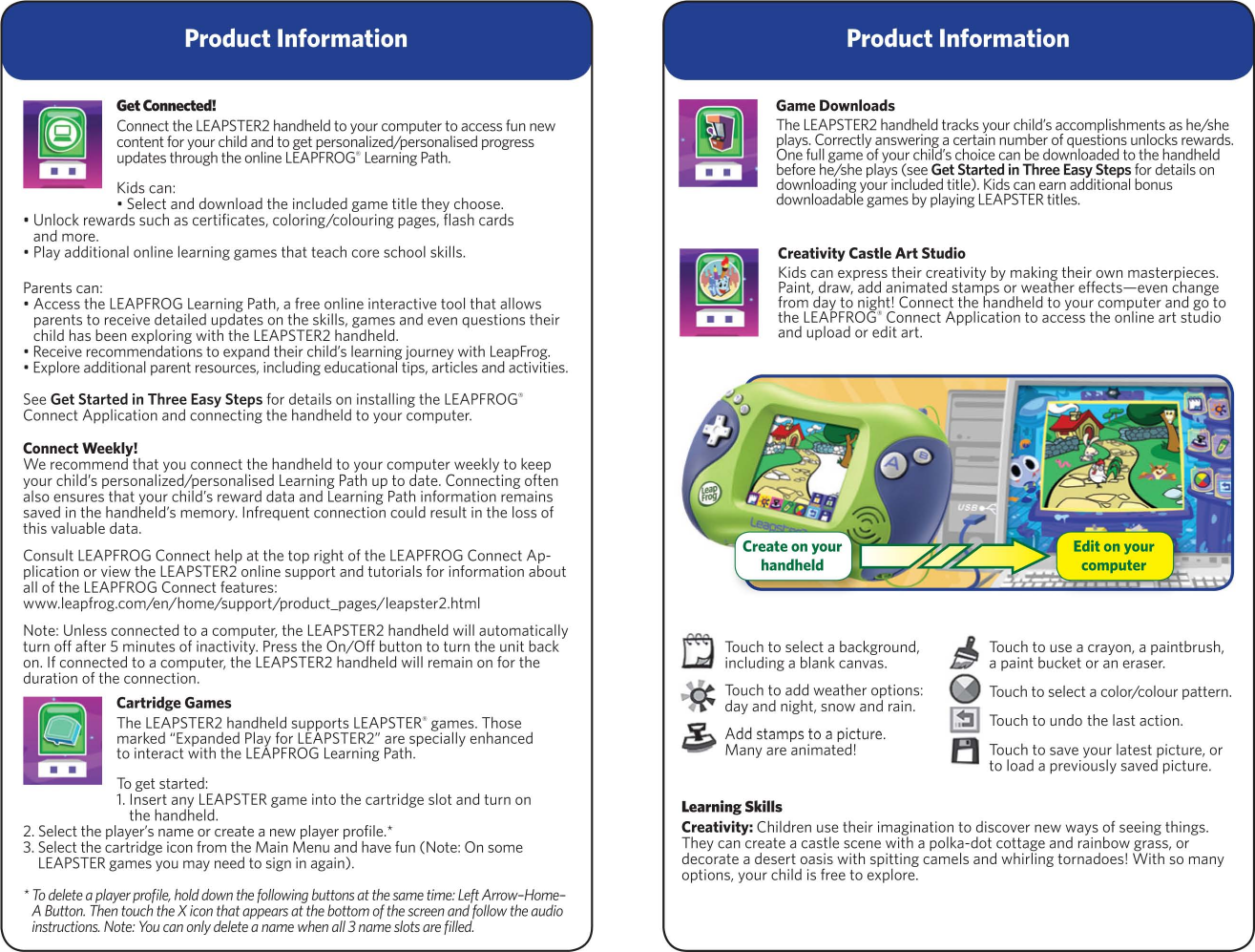 Page 2 of 6 - Leapfrog Leapfrog-Leapfrog-Leapster-2-21155-Users-Manual-  Leapfrog-leapfrog-leapster-2-21155-users-manual