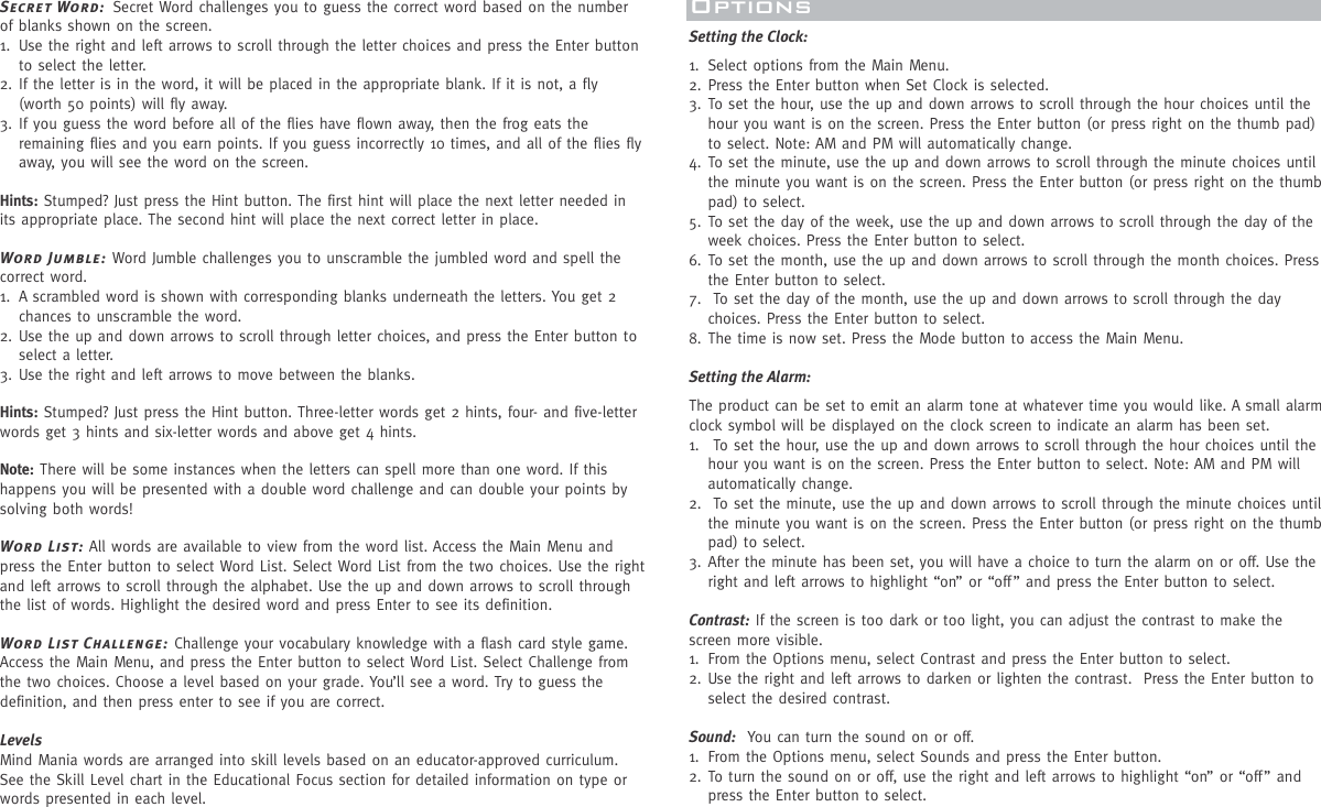 Page 5 of 6 - Leapfrog Leapfrog-Mind-Mania-Spelling-Clip-Users-Manual- 40205_MMS_PGF2_030503  Leapfrog-mind-mania-spelling-clip-users-manual