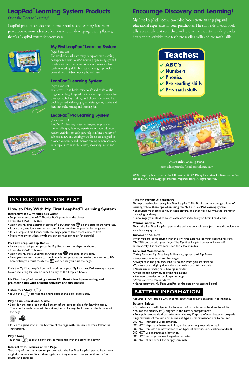 Page 2 of 2 - Leapfrog Leapfrog-My-First-Leappad-Parent-Guide-And-Instructions-  Leapfrog-my-first-leappad-parent-guide-and-instructions