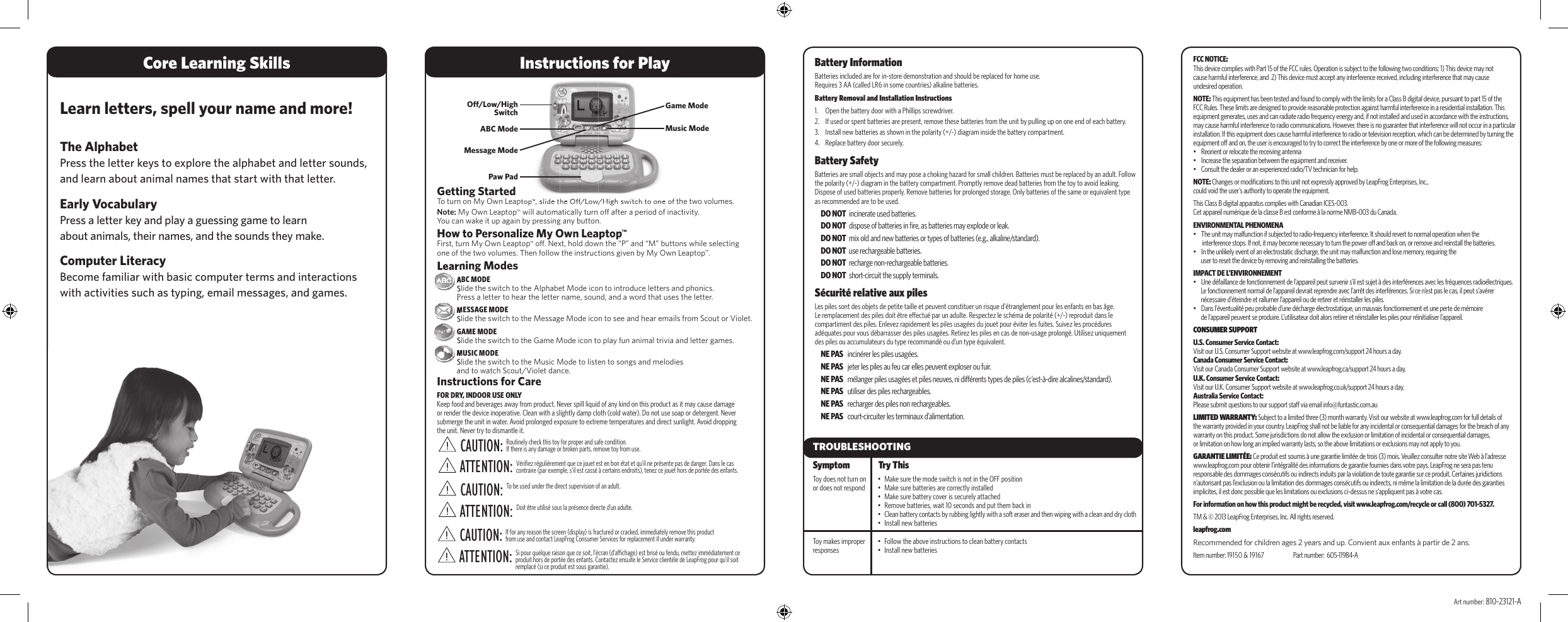Page 2 of 2 - Leapfrog Leapfrog-My-Own-Leaptop-19150-Users-Manual- CS9802_ MyOwnLt_PGrevA_M1  Leapfrog-my-own-leaptop-19150-users-manual