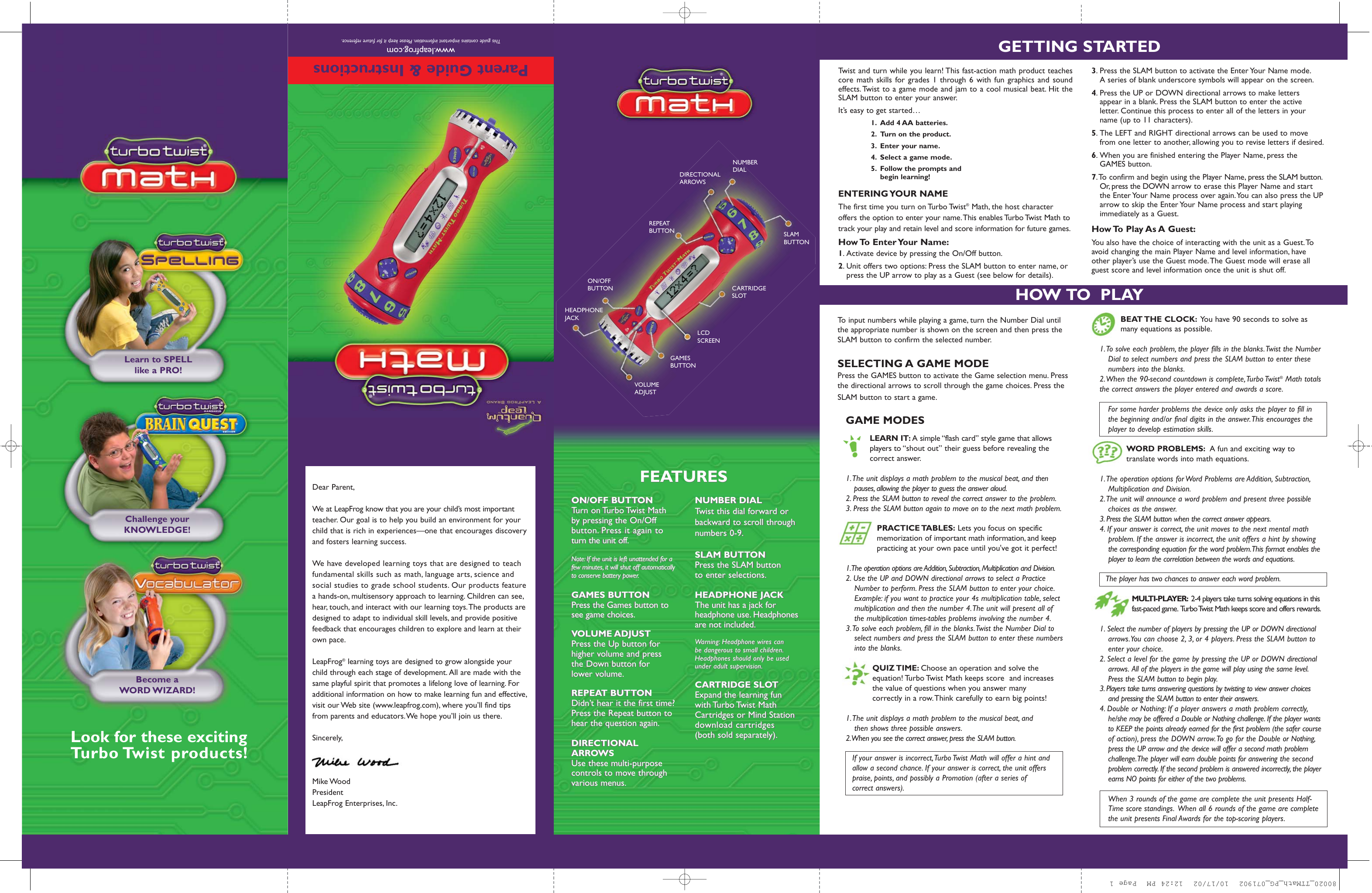 Page 1 of 2 - Leapfrog Leapfrog-Turbo-Twist-Brain-Quest-Users-Manual- 80020_TTMath_PG_071902  Leapfrog-turbo-twist-brain-quest-users-manual