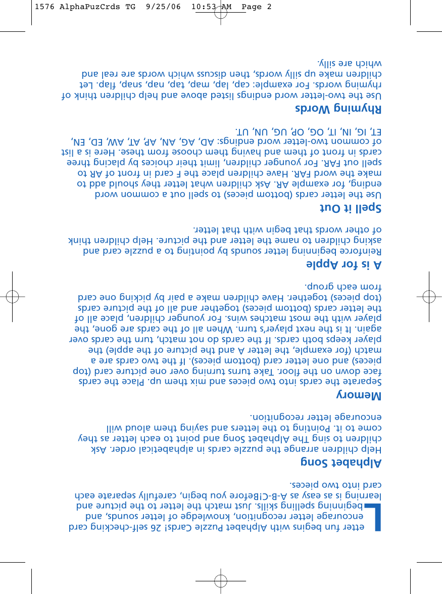 Page 2 of 2 - Learning-Resources Learning-Resources-Alphabet-Ler-1576-Users-Manual- 1576 AlphaPuzCrds TG  Learning-resources-alphabet-ler-1576-users-manual