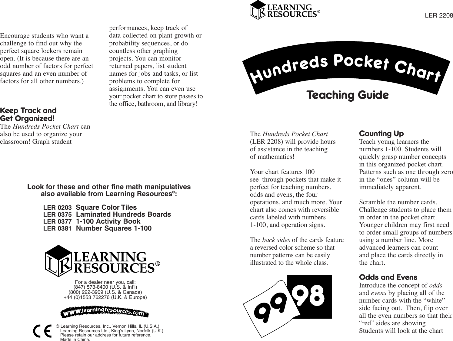 learning-resources-hundreds-pocket-chart-ler-2208-users-manual-ler