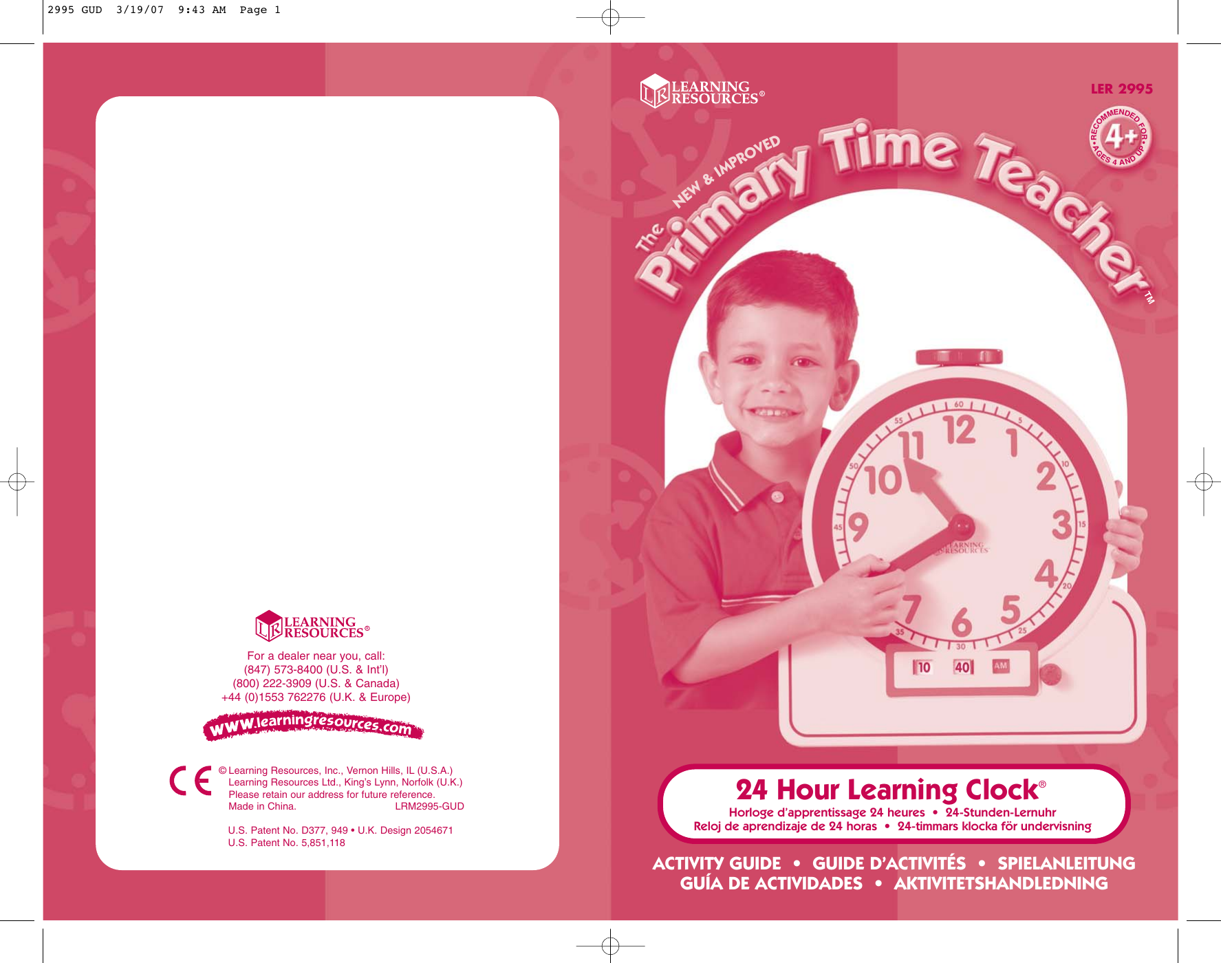 Learning Resources Inc Time Clock Ler 2995 Users Manual GUD
