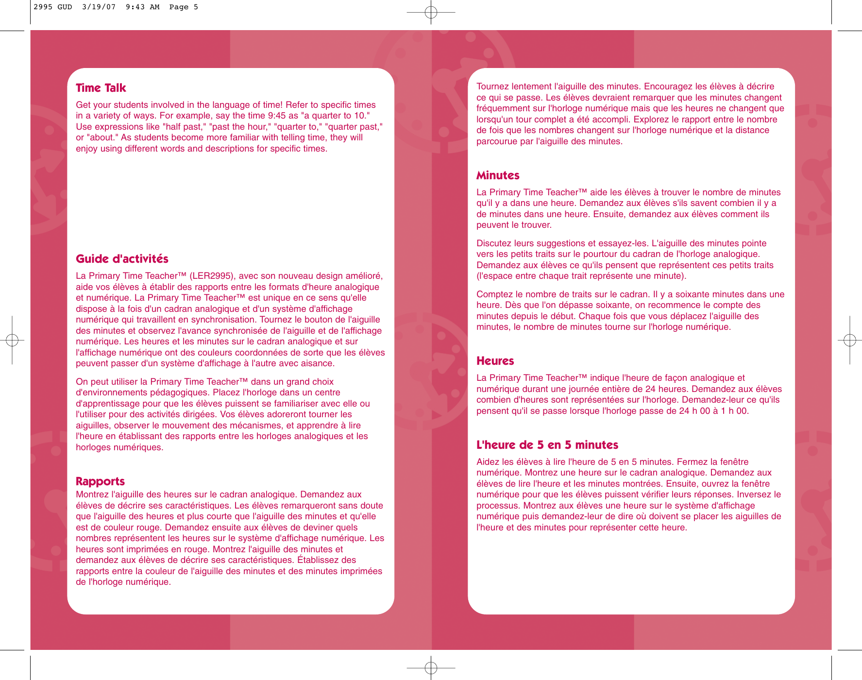 Page 3 of 10 - Learning-Resources Learning-Resources-Learning-Resources-Inc-Time-Clock-Ler-2995-Users-Manual- 2995 GUD Learning-resources-learning-resources-inc-time-clock-ler-2995-users-manual