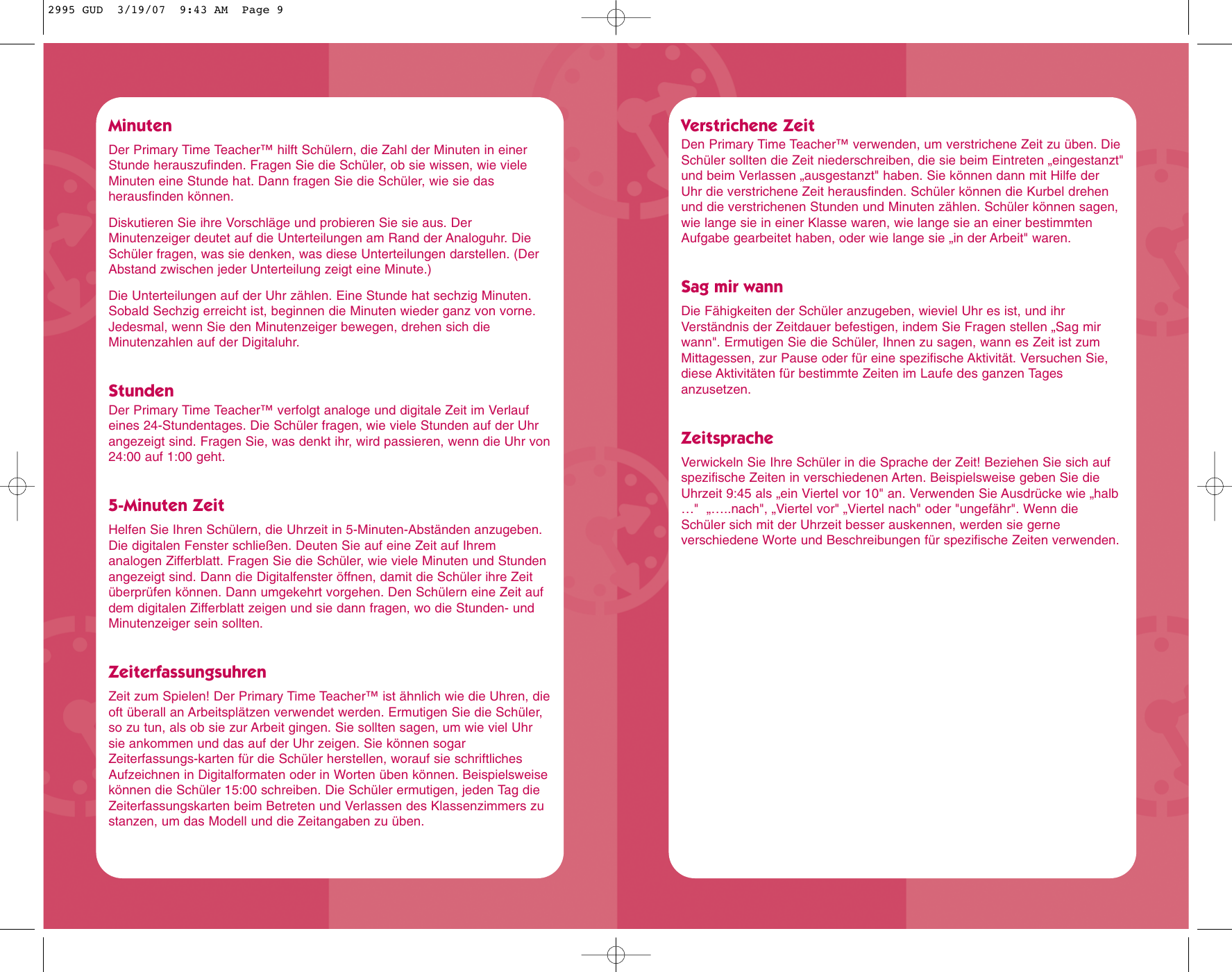 Page 5 of 10 - Learning-Resources Learning-Resources-Learning-Resources-Inc-Time-Clock-Ler-2995-Users-Manual- 2995 GUD Learning-resources-learning-resources-inc-time-clock-ler-2995-users-manual